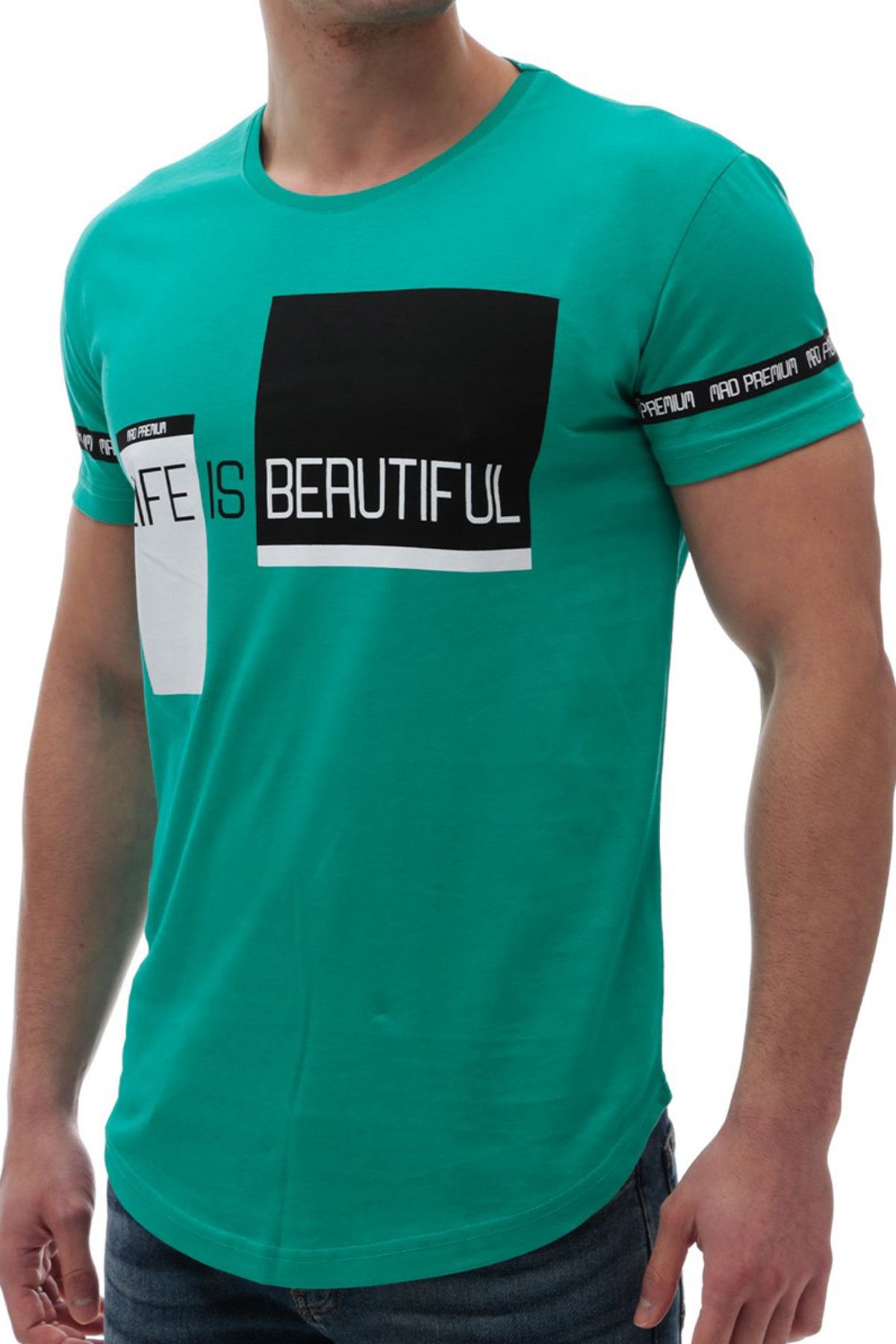 Madmext T-Shirt Blau Regular Fit Fast ausverkauft FN7996