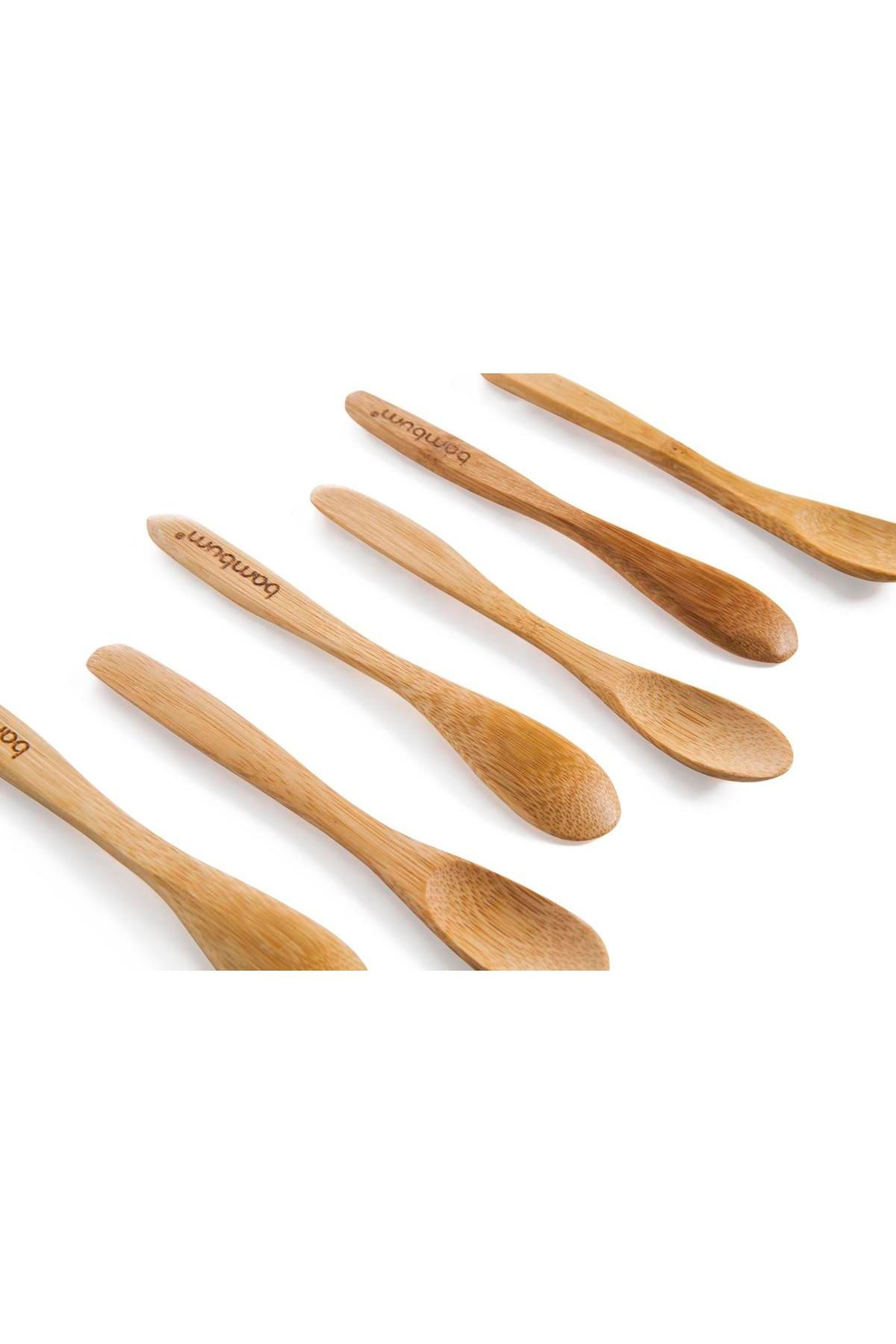 Dekorazon-Set of 6 Brown Bamboo Teaspoons - 6 People 3