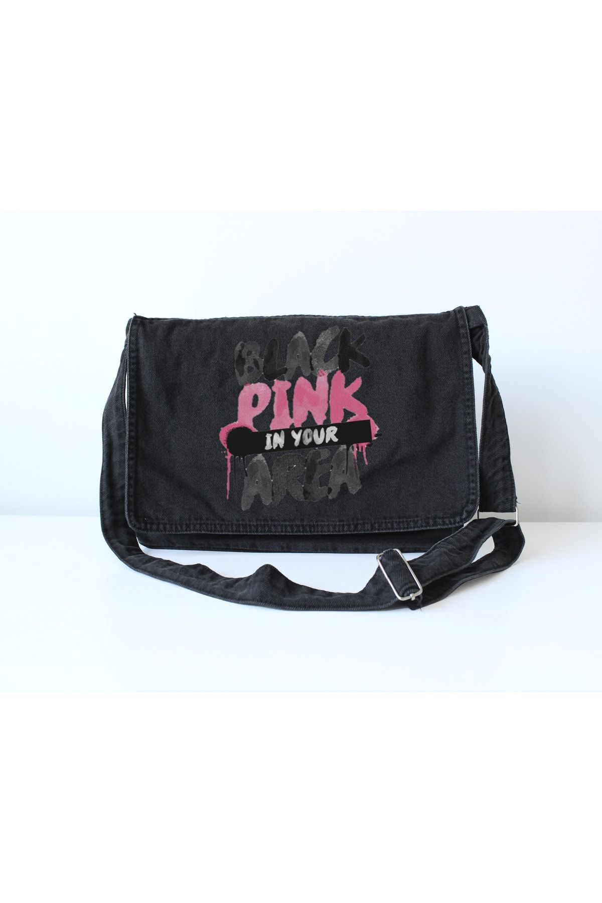 BİCRAFT Blackpink Baskılı Vintage Unisex Kot Postacı Çantası