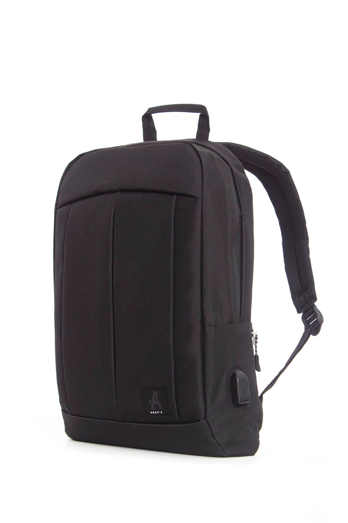 Adax Slim Notebook Laptop Backpack with USB Charging Port Black