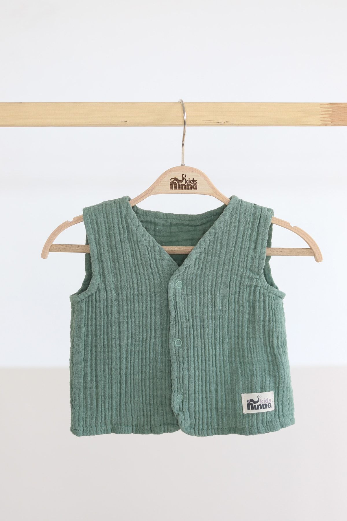 Ninna Kids-Multi Muslin Baby & Kids Vest - Green 6