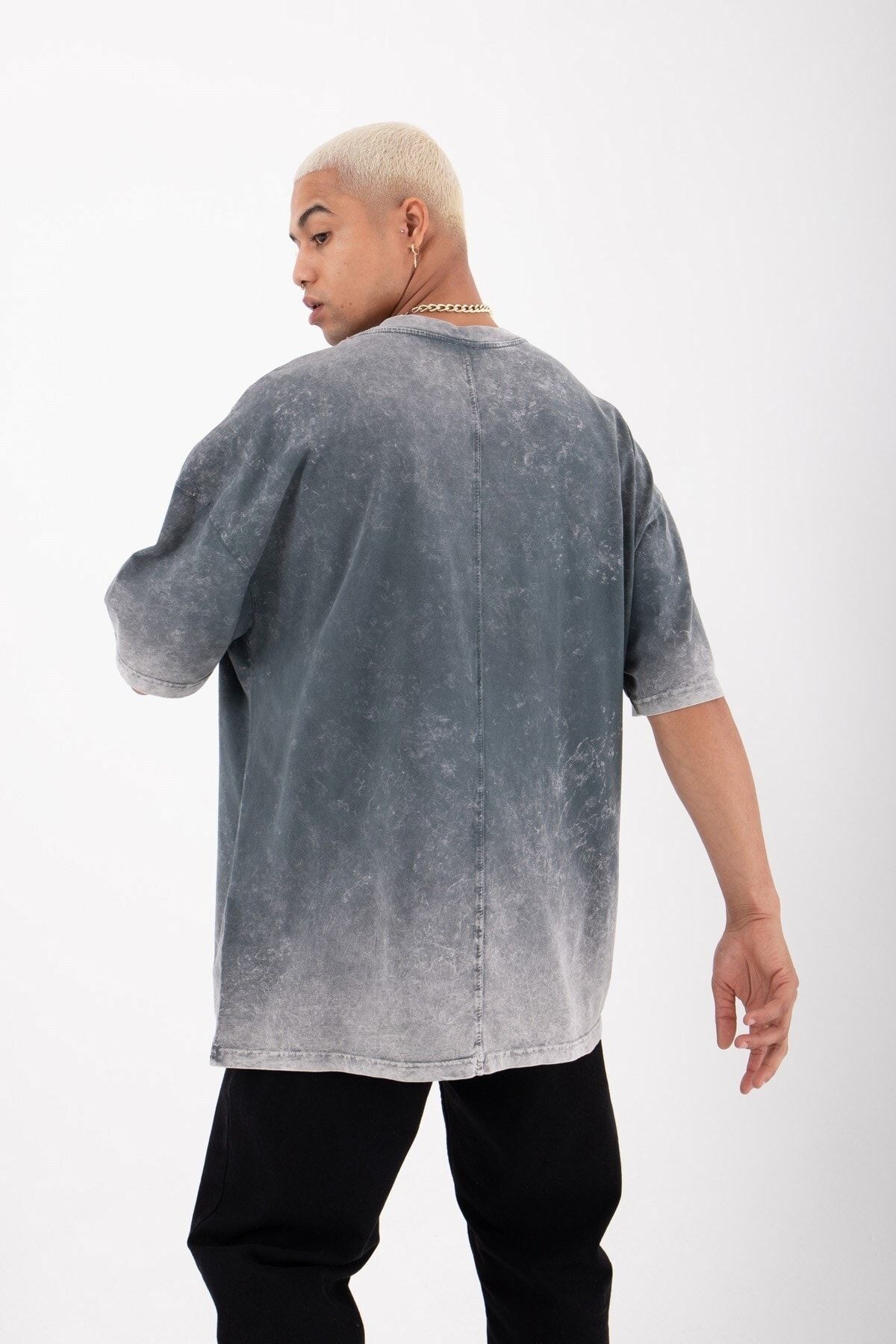 Machinist Oversize Brıght Future Baskılı Yıkamalı Pamuklu T-shirt Siyah PG9440