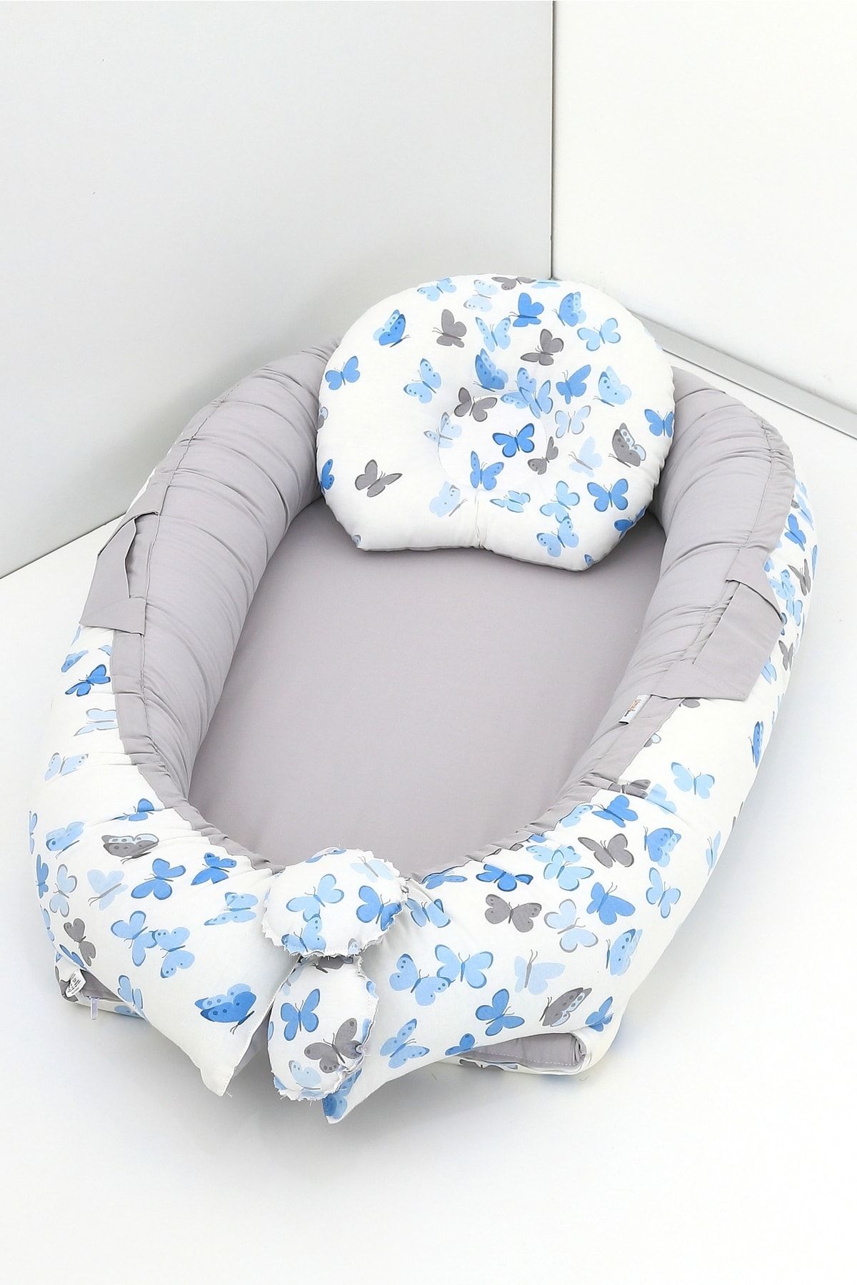 Umaybebek Babynest, Детская спальная кроватка для детей 0–2 лет — 100 % хлопок — Blue Butterfly UMAY11