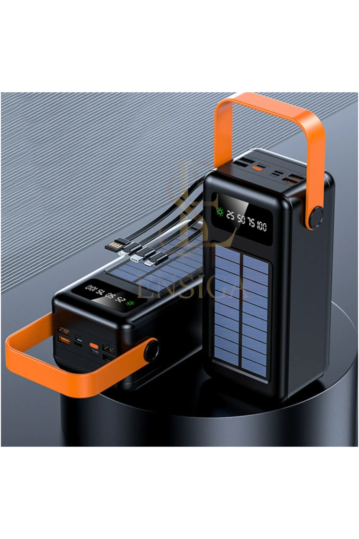 Solar 80.000 Mah Fast Charging Powerbank Battery Charger with LED Display and Light