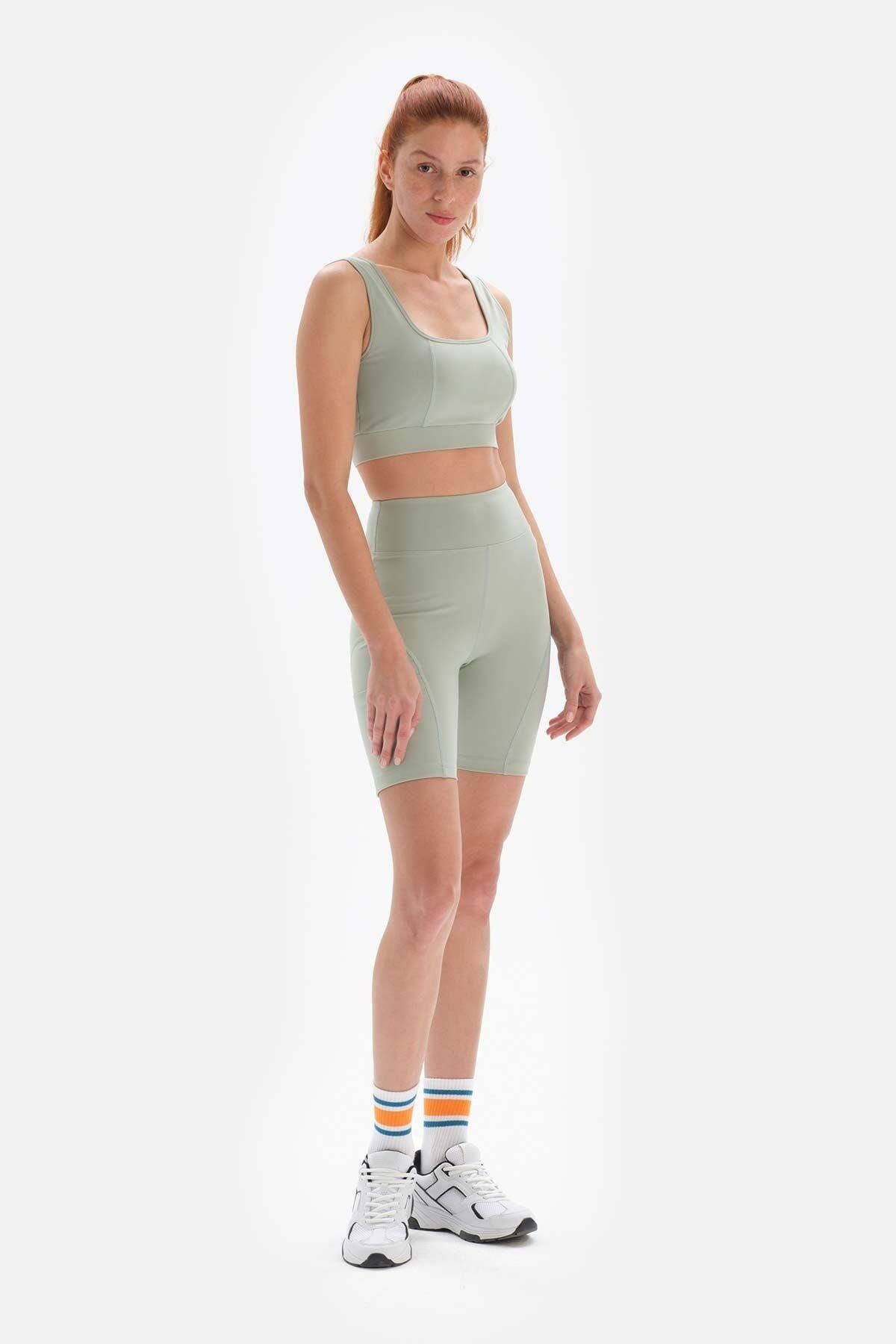 Dagi-Γυναικείο Biker κολάν Mint Green με τσέπες 6