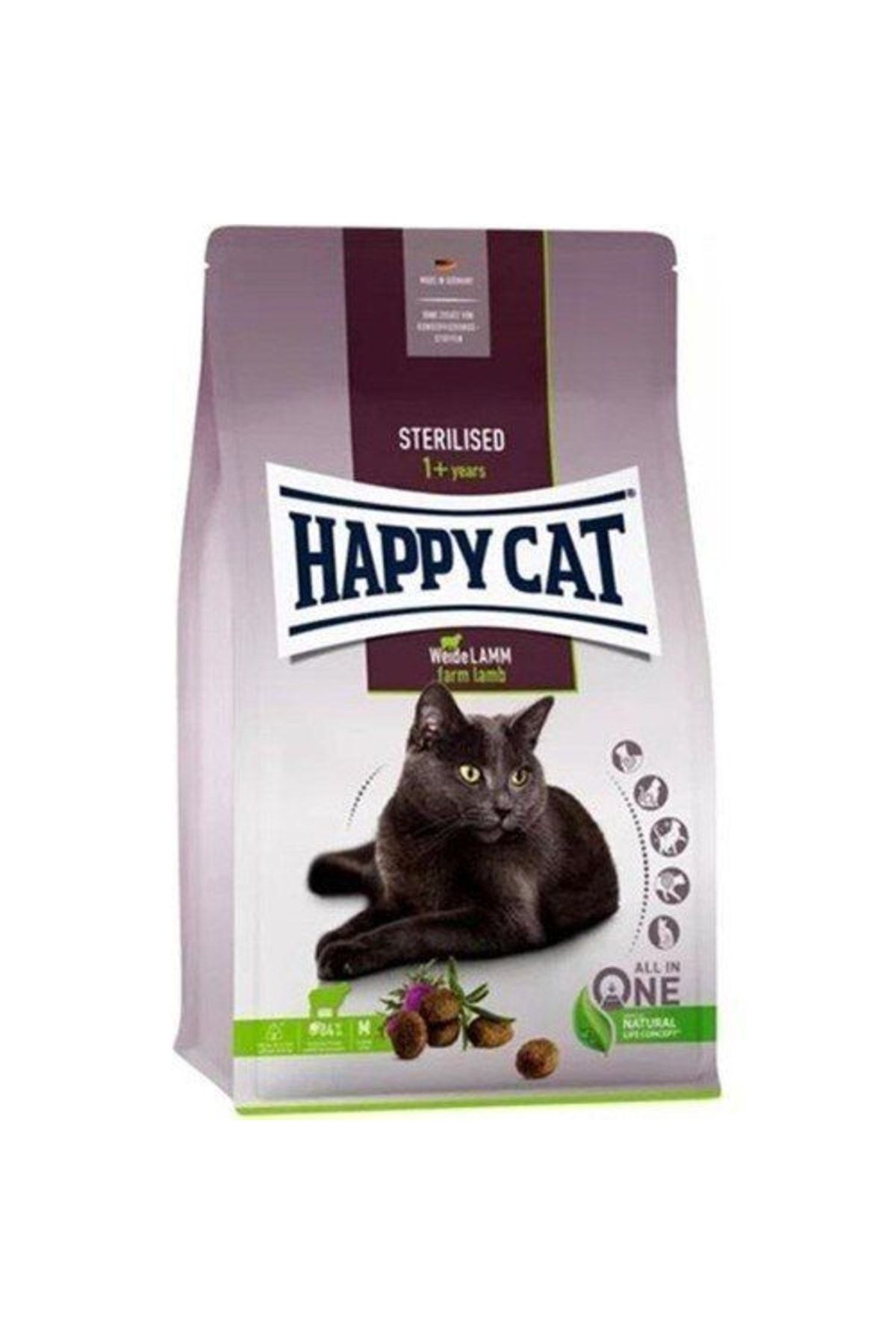 Happy Cat Kısırlaştırılmış Weide Lamm Kuzu Etli Yetişkin Kedi Maması 4 Kg
