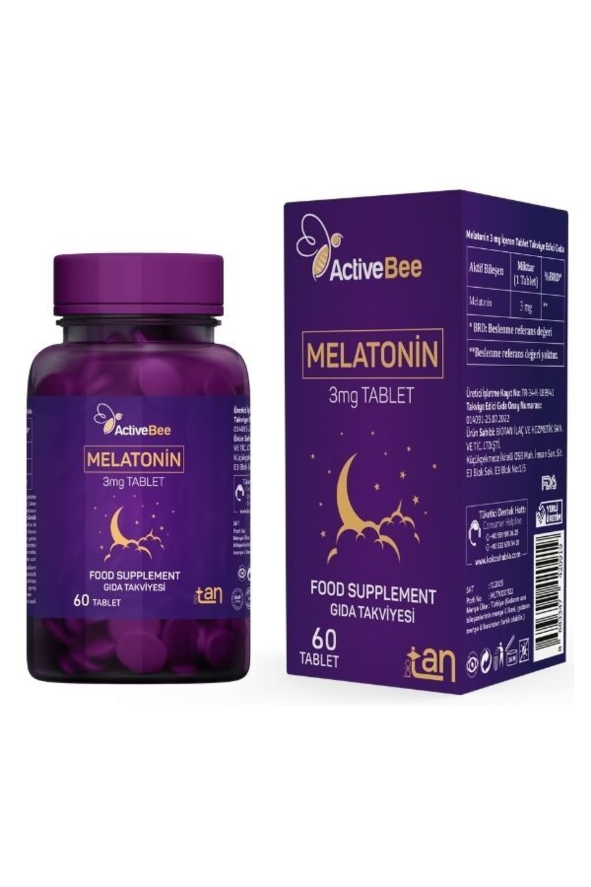 ActiveBee Supplements Melatonin 3 Mg Tablet 60 Tablet / Tatlı Uykular :)