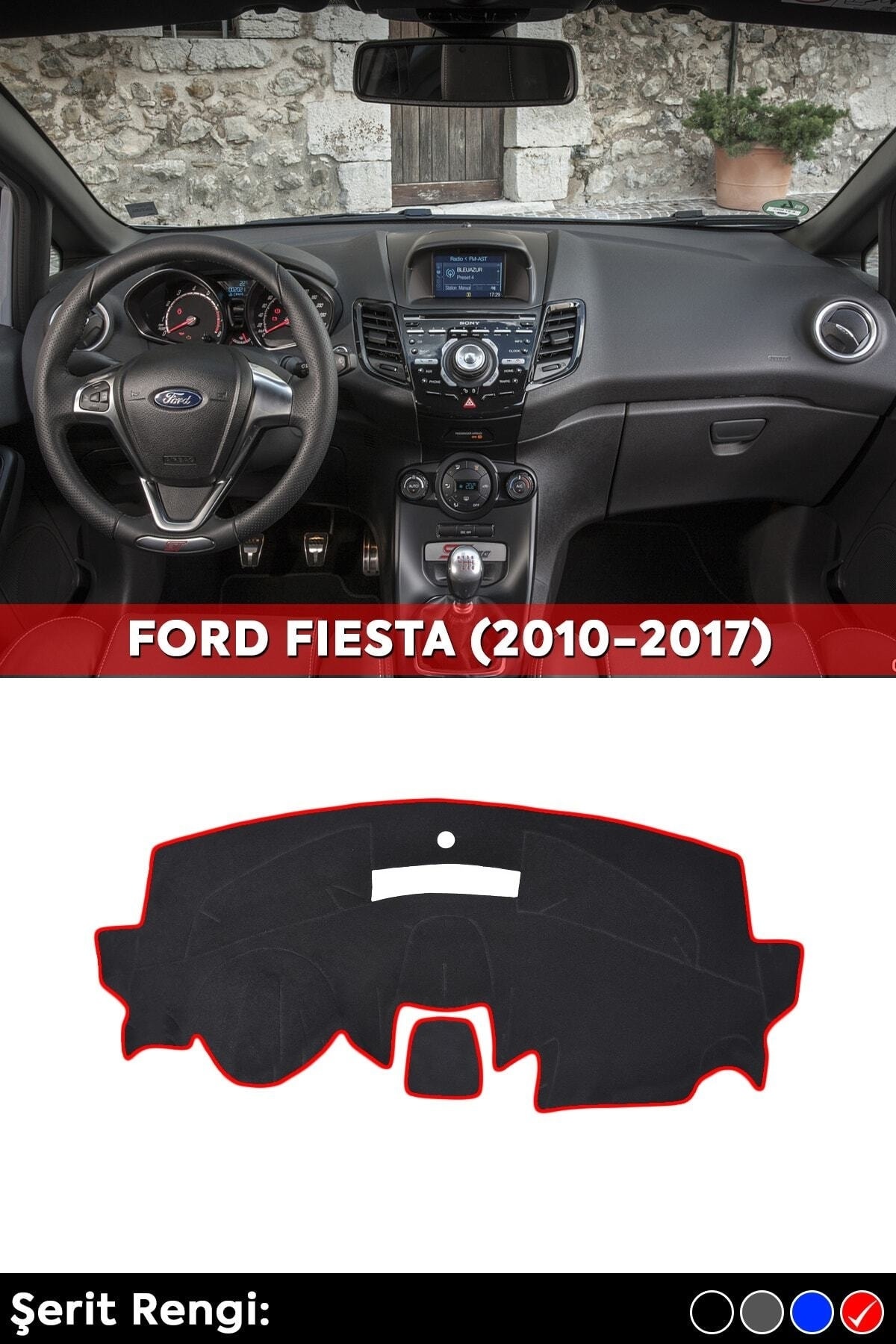 sergul store Ford Fıesta (2010-2017) Model Uyumlu 3d Torpido Kılıfı Panel Koruyucu Göğüs Kaplama - Kırmızı Şerit