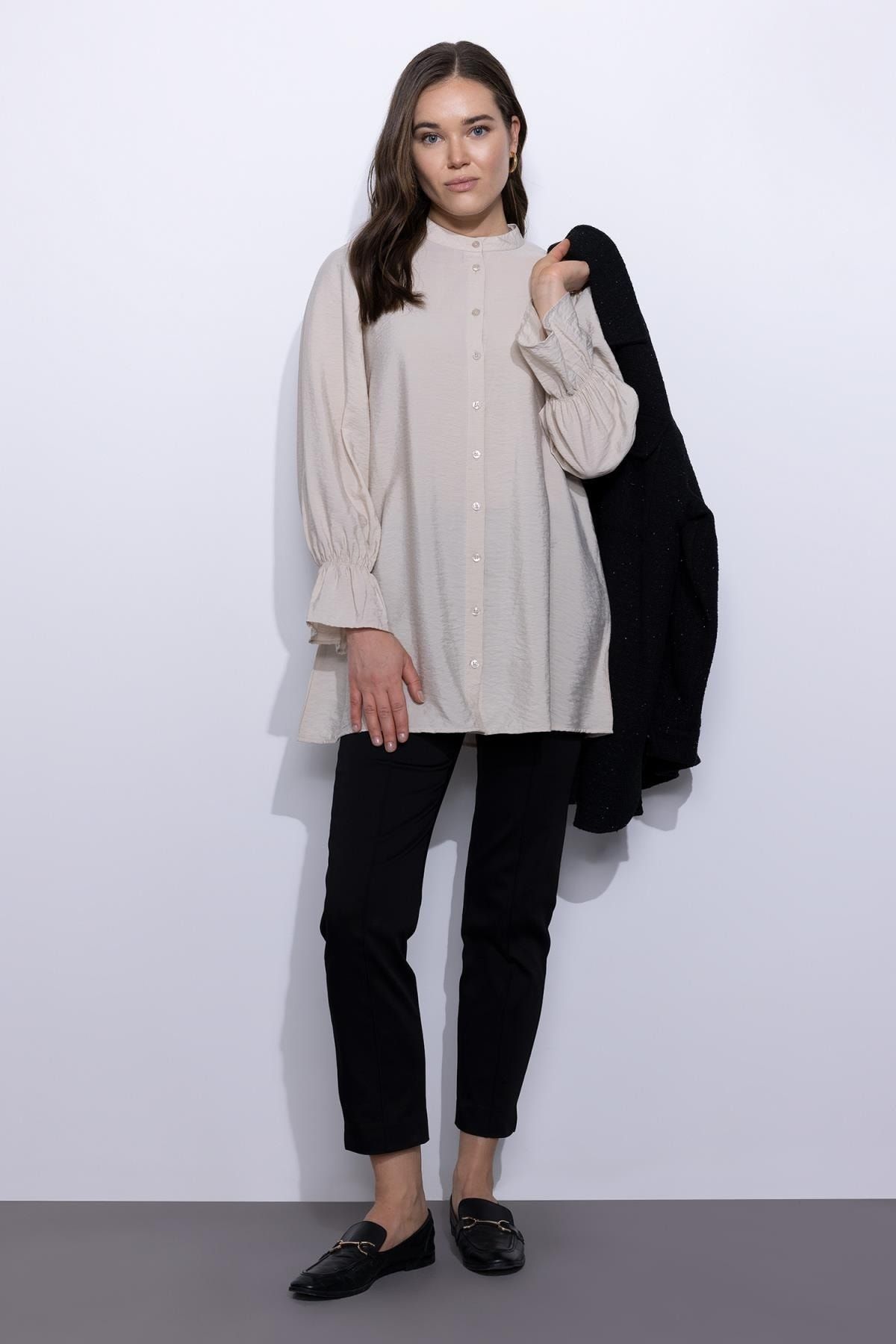 DeFacto-Regular Fit Crew Neck Long Sleeve Tunic 2