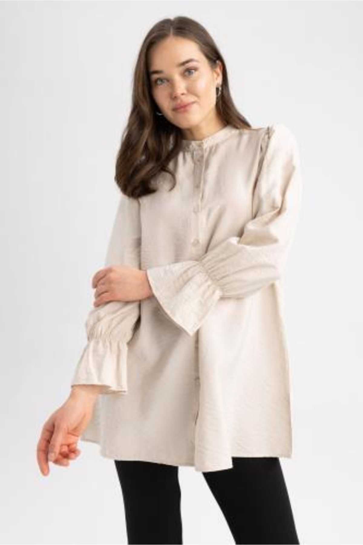 DeFacto-Regular Fit Crew Neck Long Sleeve Tunic 5