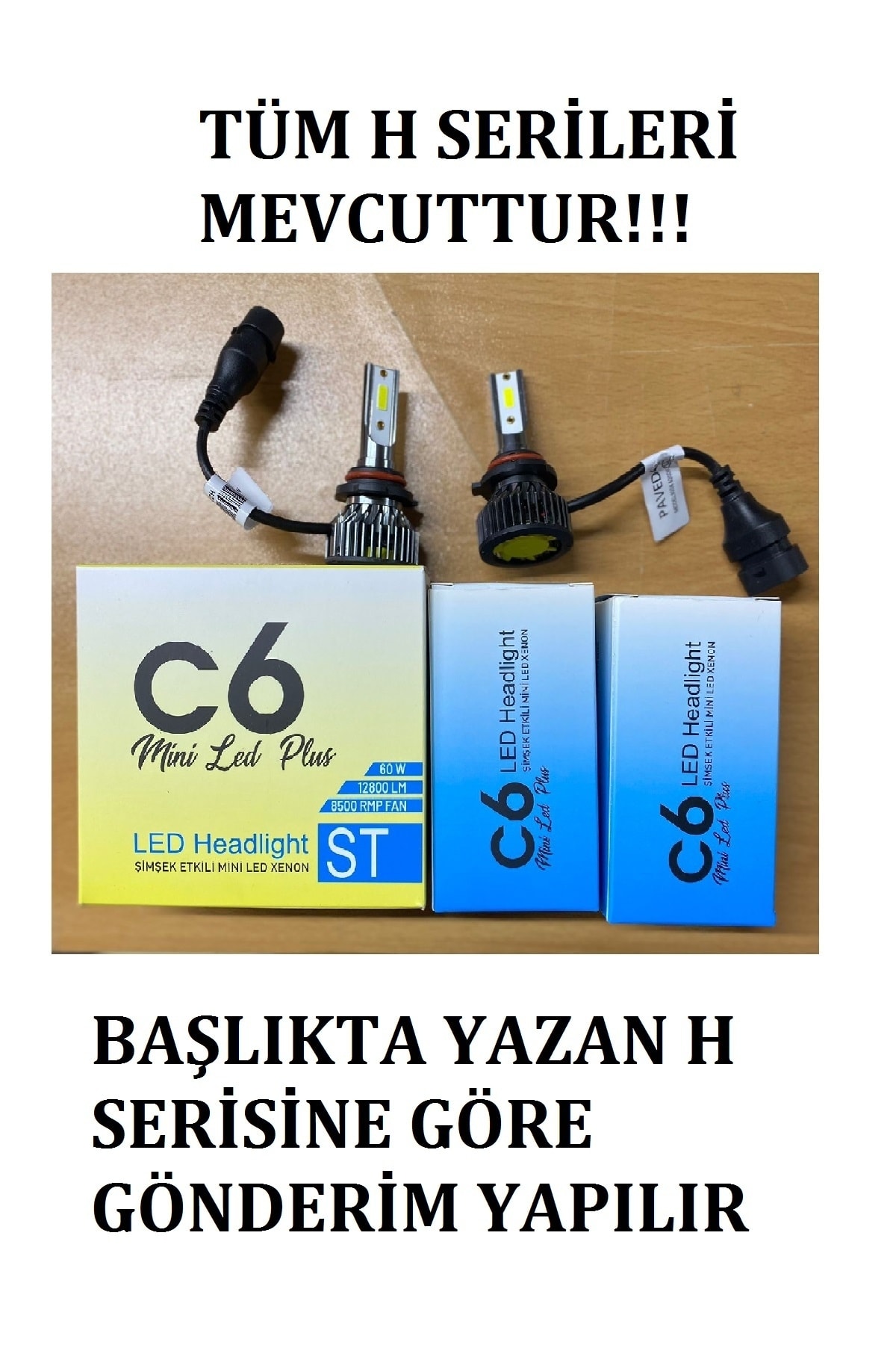 Resim OEM H4 Led Zenon C6 Mini Led Xenon Ampul 12800 Lümen Beyaz Renk 6000 Kelvin Şimşek Etkili 