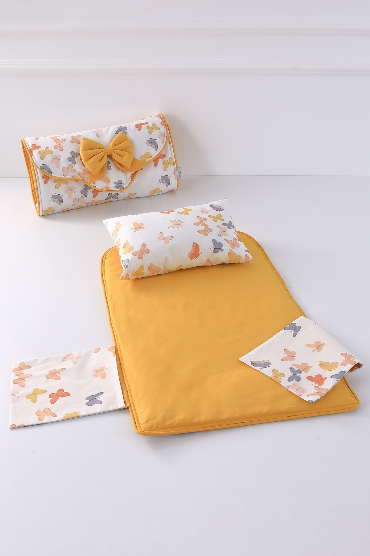 Umaybebek Alt Açma Minderi - Çantalı - Hardal Kelebek