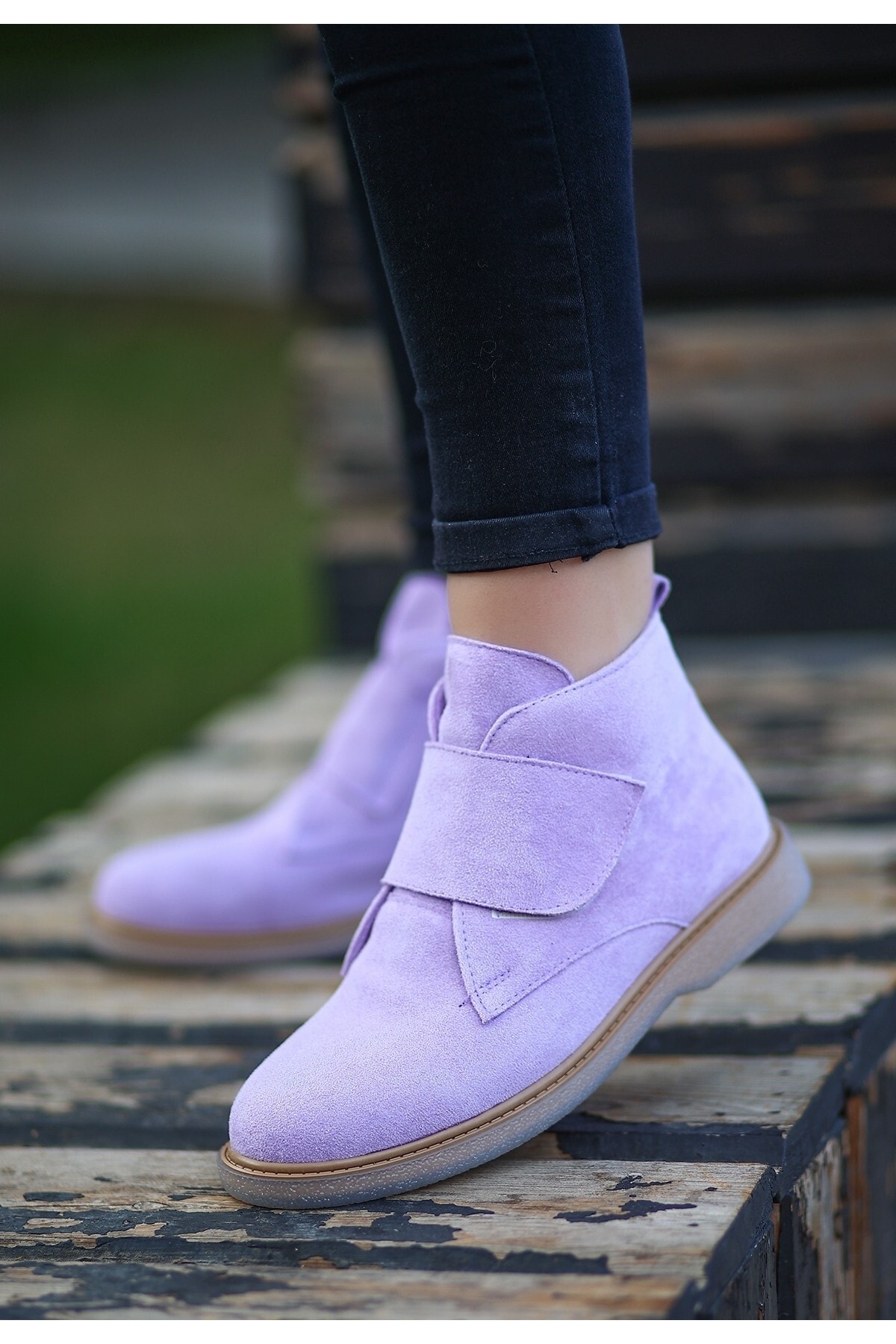Zeon Lila Süet Bağcıklı Kadın Bot