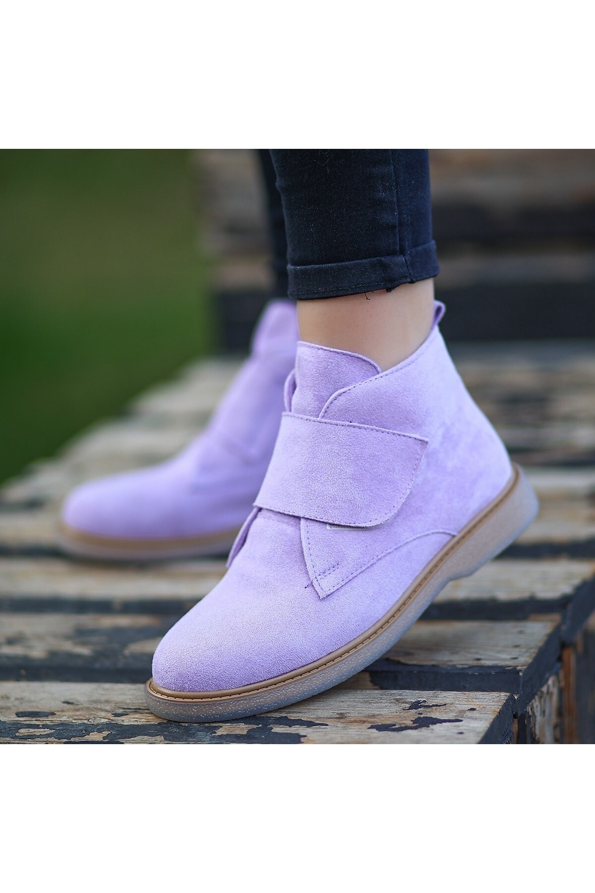 Zeon Lila Süet Bağcıklı Kadın Bot