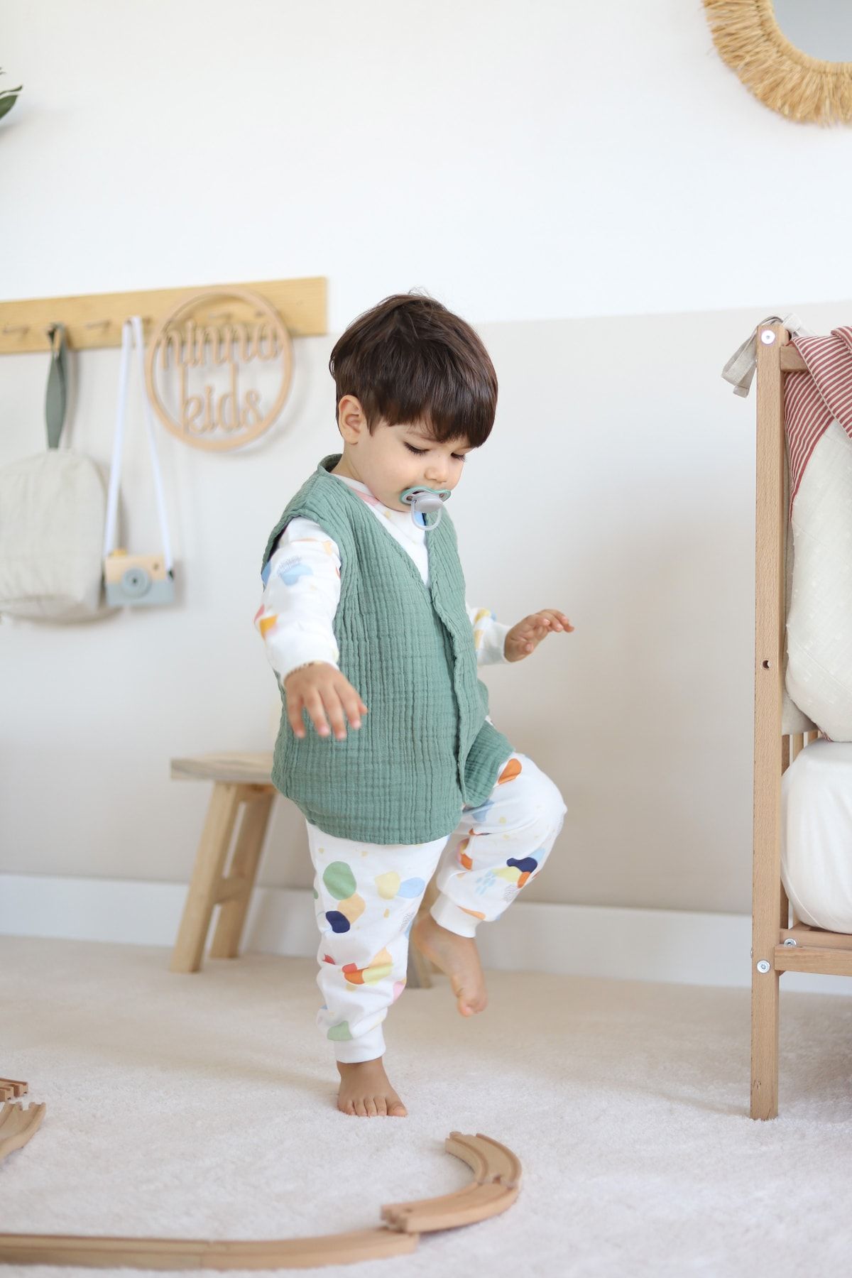 Ninna Kids-Multi Muslin Baby & Kids Vest - Green 3