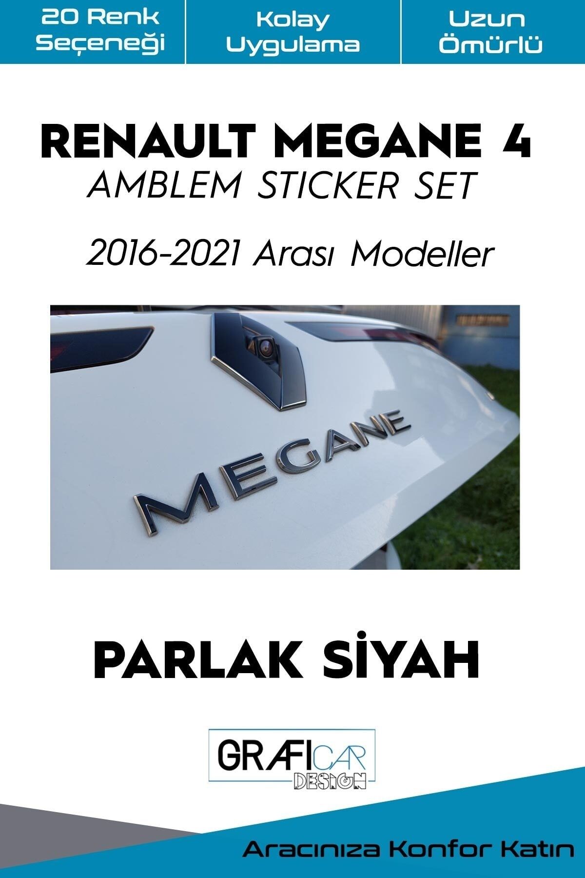 GRAFİCAR-Renault Megane 4 - مجموعة ملصقات طلاء شعار أسود لامع 1