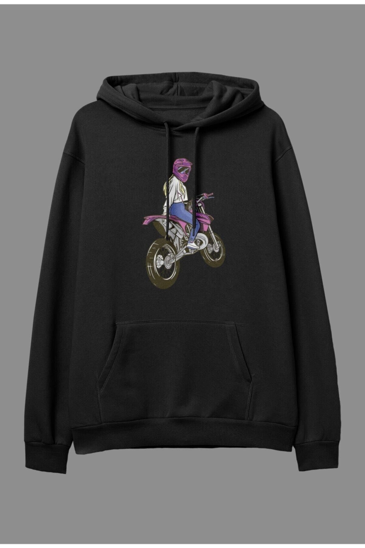 Biker hooded sweatshirt top
