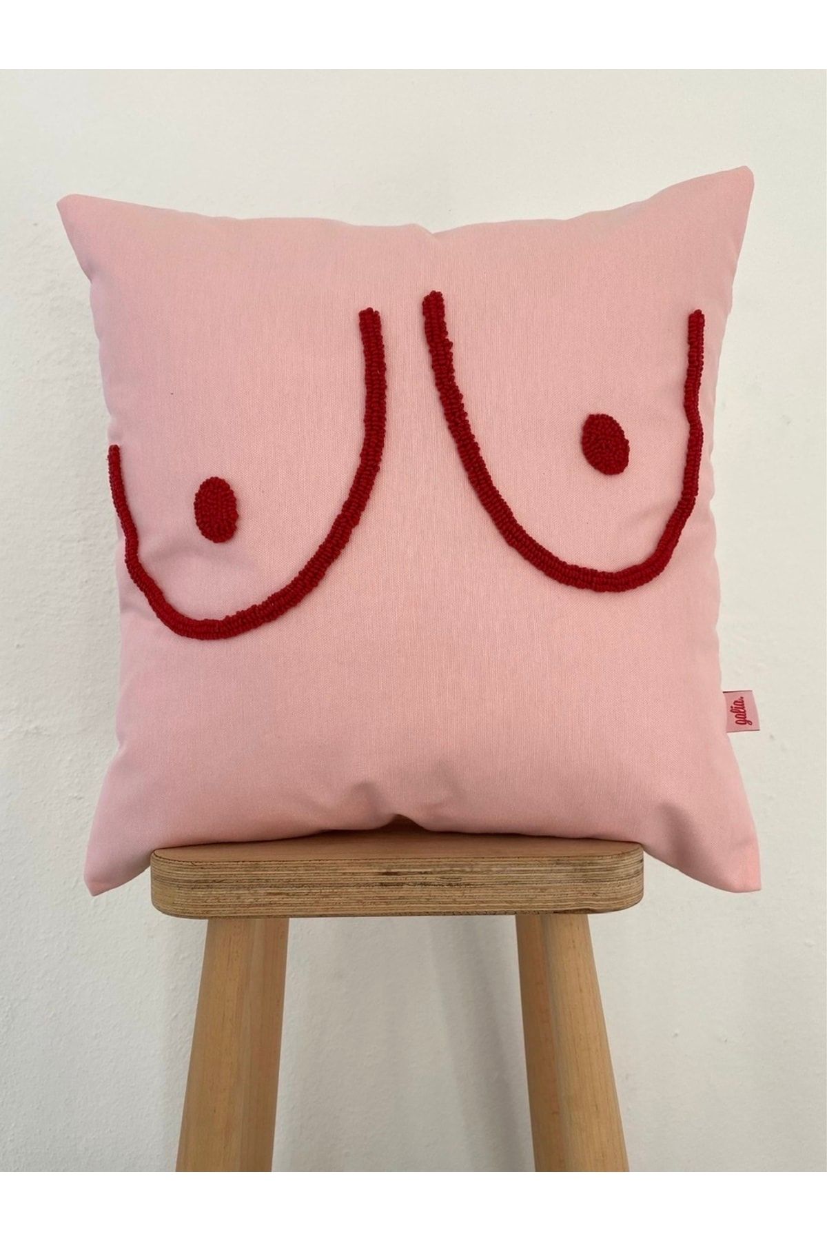 Galia Tasar m Pink Boobs Punch Throw Pillow Pillow Case 45 45 Cm