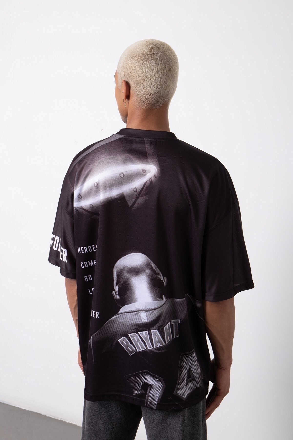 Machinist Oversize Kobe 24 Djital Baskılı T-shirt Siyah PG7846