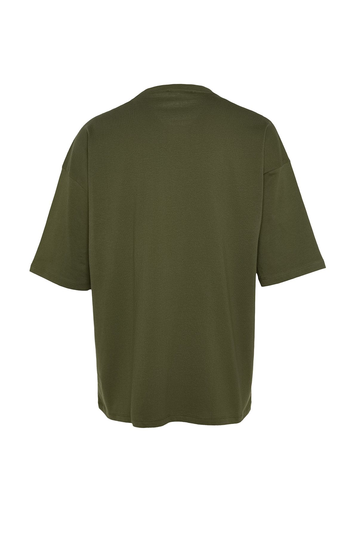 Trendyol Collection-Khakifarbenes Oversize-T-Shirt aus 100 % Baumwolle mit Rundhalsausschnitt – TMNSS23TS00084 8