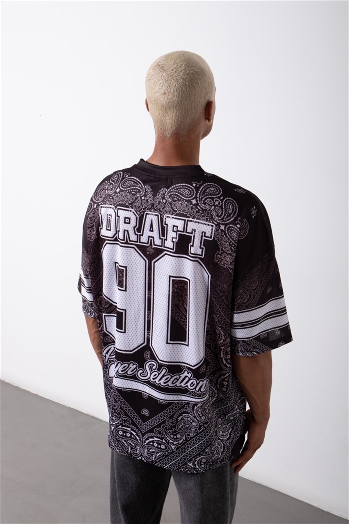 Machinist Oversize Draft 90 Baskılı Nfl T-shirt Siyah PG7645