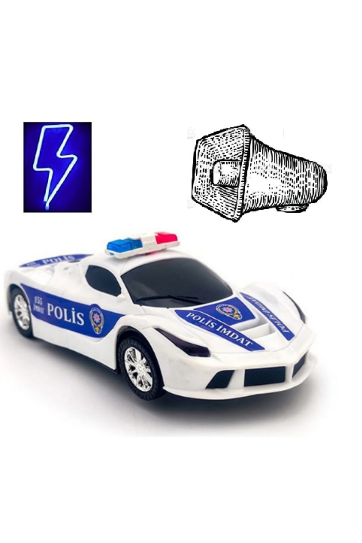 LRS STORE Oyuncak Polis Arabası Ferrari Işıklı Ve Türkçe Anonslu Sirenli Hediye Oyuncak
