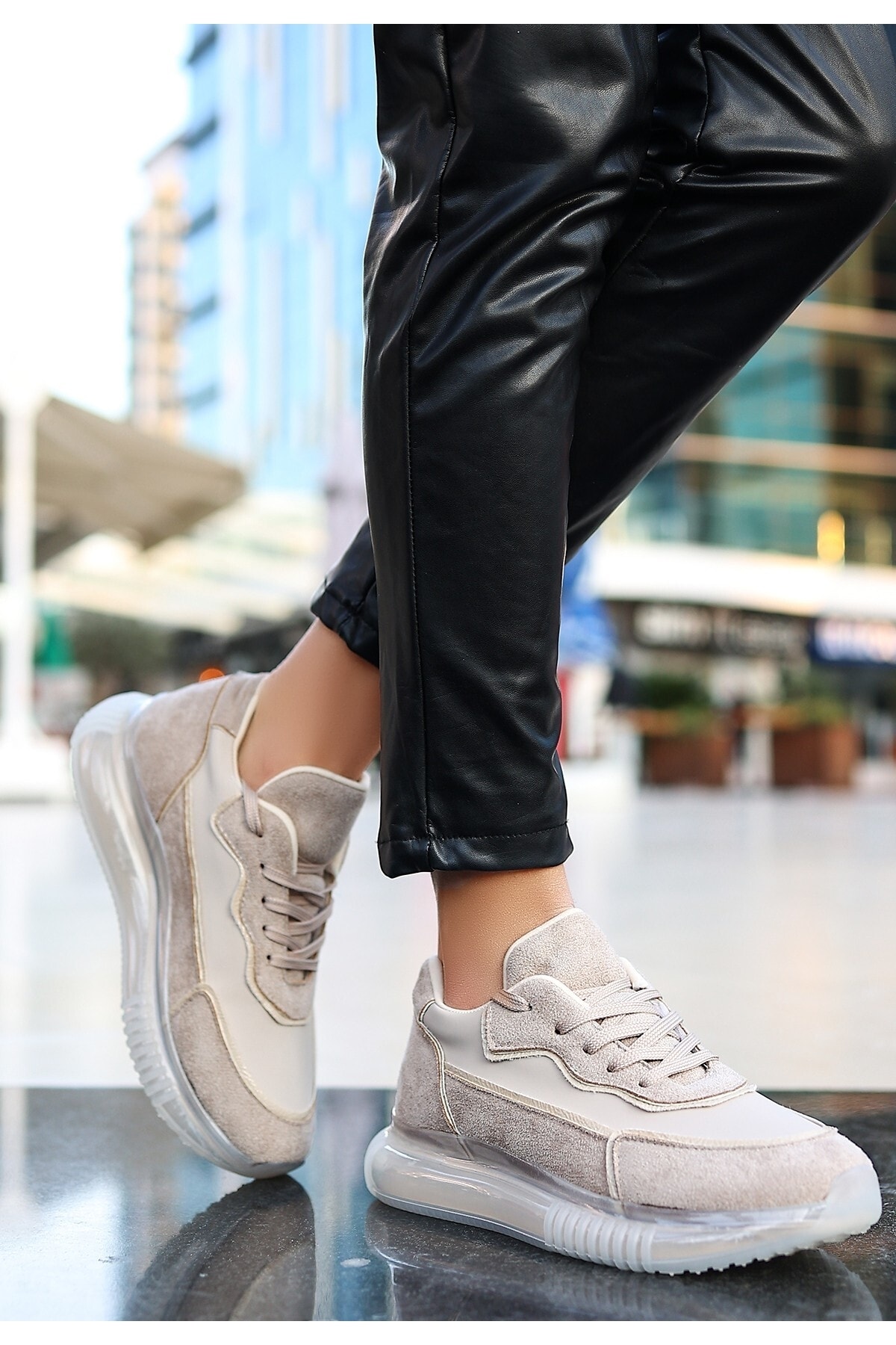 Elxe Vizon Süet Bağcıklı Spor Ayakkabı