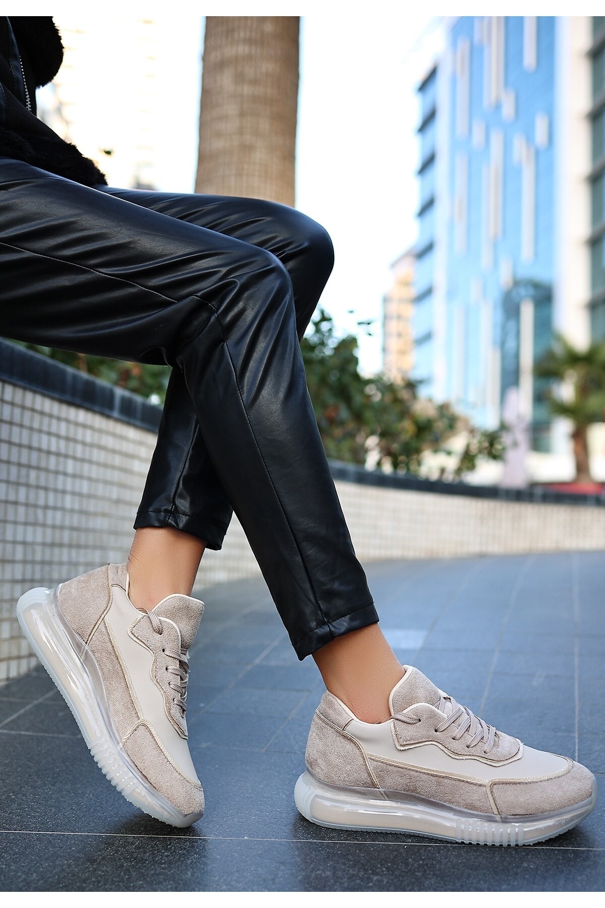 Elxe Vizon Süet Bağcıklı Spor Ayakkabı