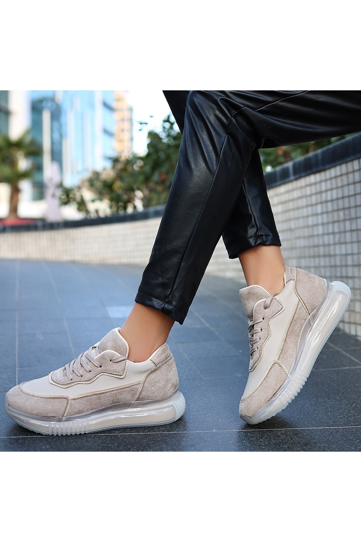 Elxe Vizon Süet Bağcıklı Spor Ayakkabı