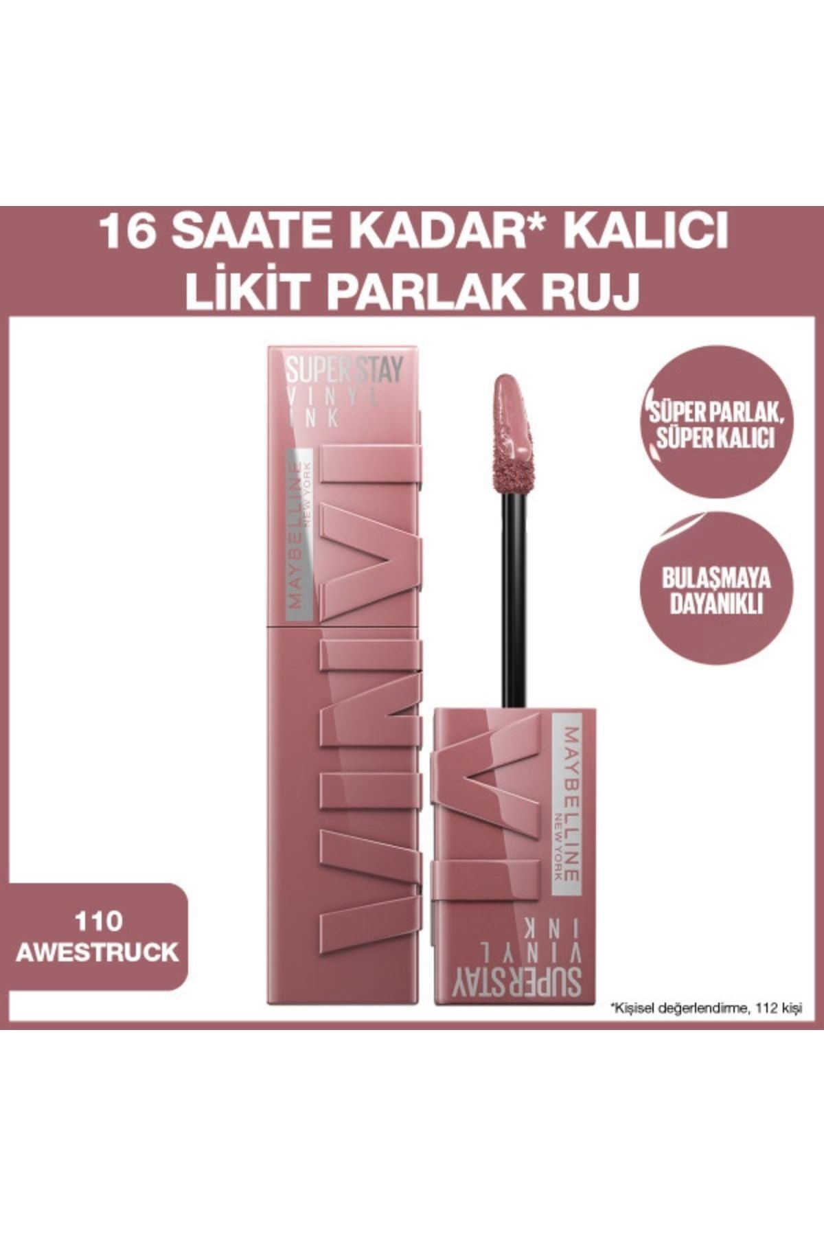 Maybelline New York-Super Stay Vinyl Ink Long Lasting Liquid Glossy Lipstick 110 Awestruck 2