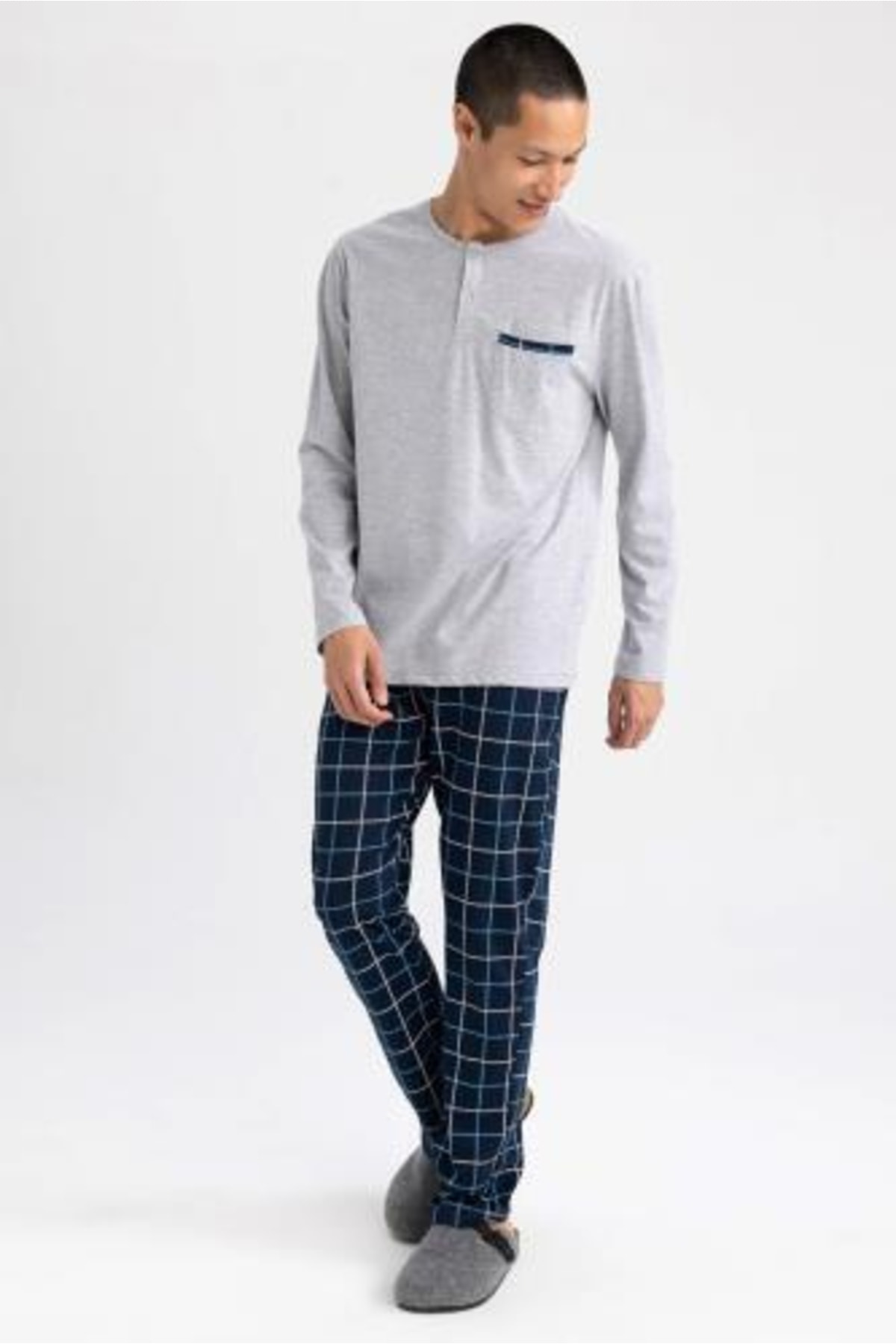 DeFacto Pyjama Grau Kariert Fast ausverkauft