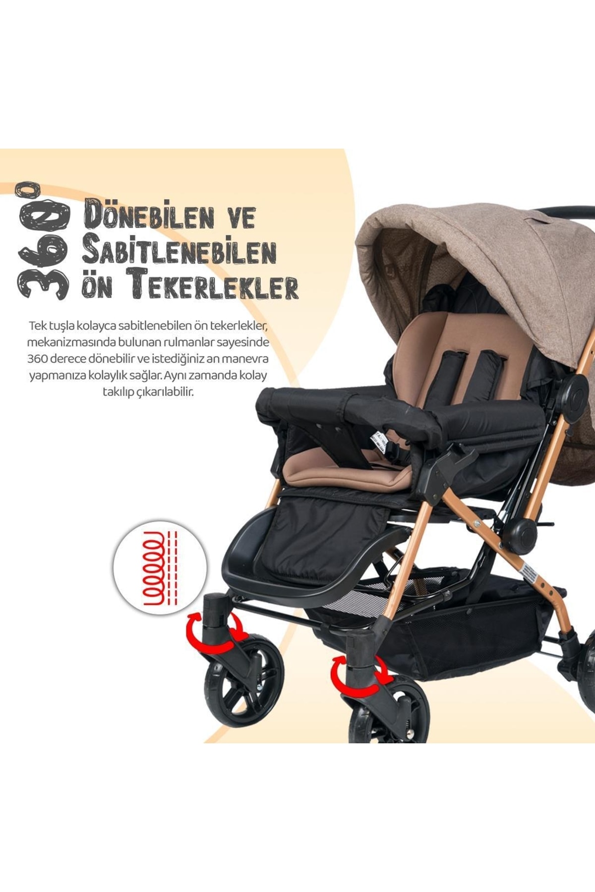 Ab-360 Olympus Gold Çift Yönlü Bebek Arabası Antrasit 8