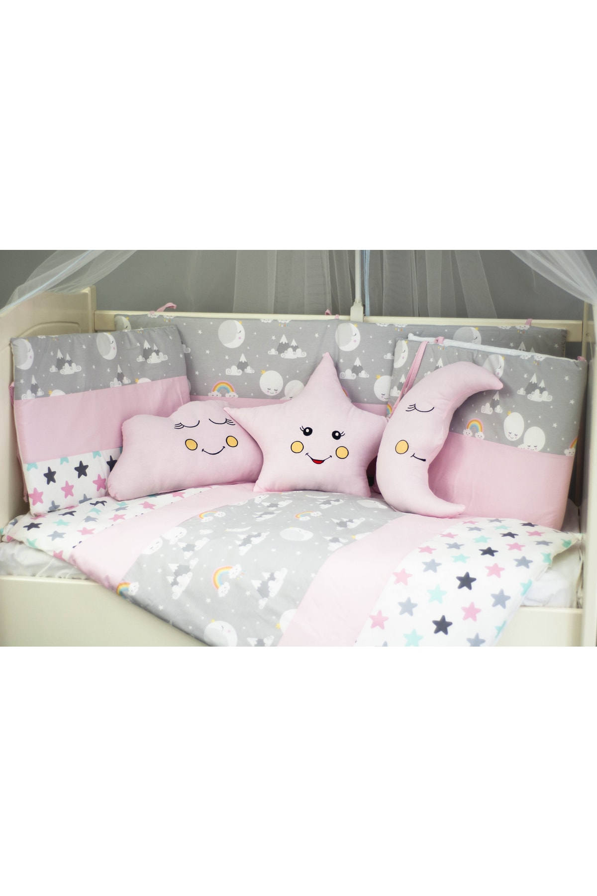 Kista Baby Park Yatak Bebek Uyku Seti Nevresim Takımı 70x110 Mountain Pembe fotoğrafı 2 (önizleme)