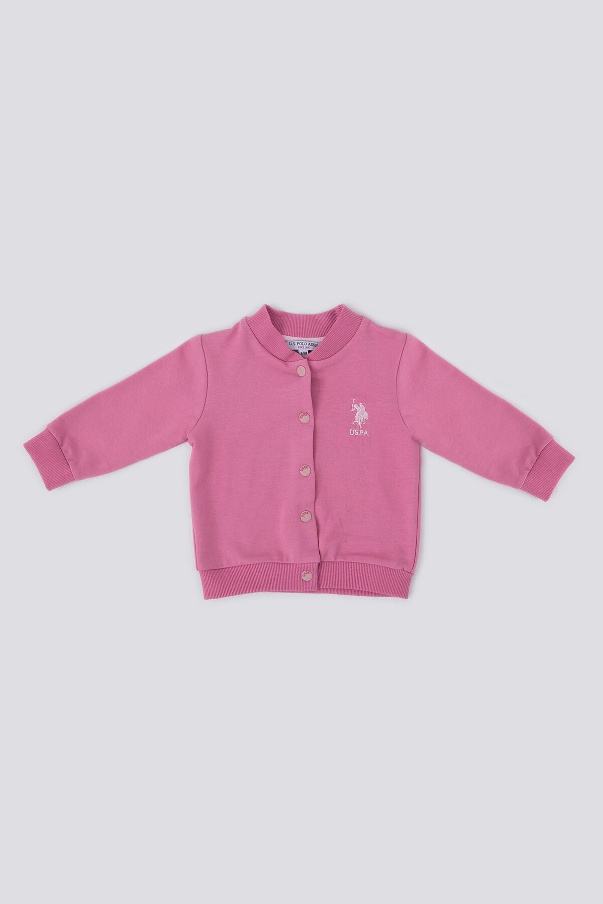 ژاکت کش باف پشمی صورتی نوزاد Candy Baby U.S. Polo Assn.