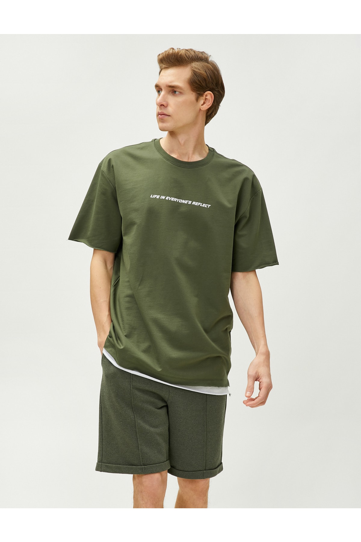 Koton T-Shirt Khaki Oversized Fast ausverkauft