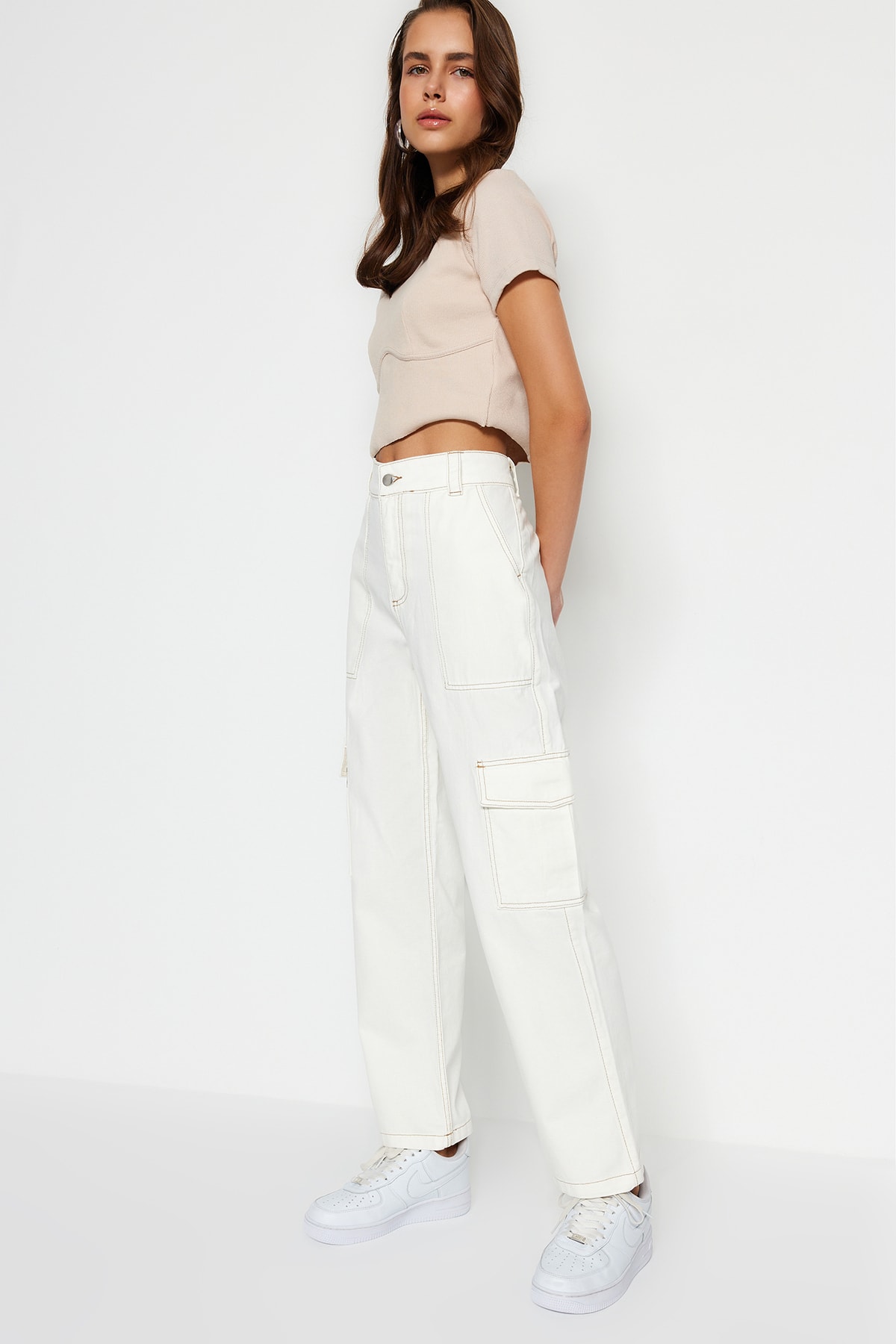 Trendyol Collection Jeans Weiß Wide Leg