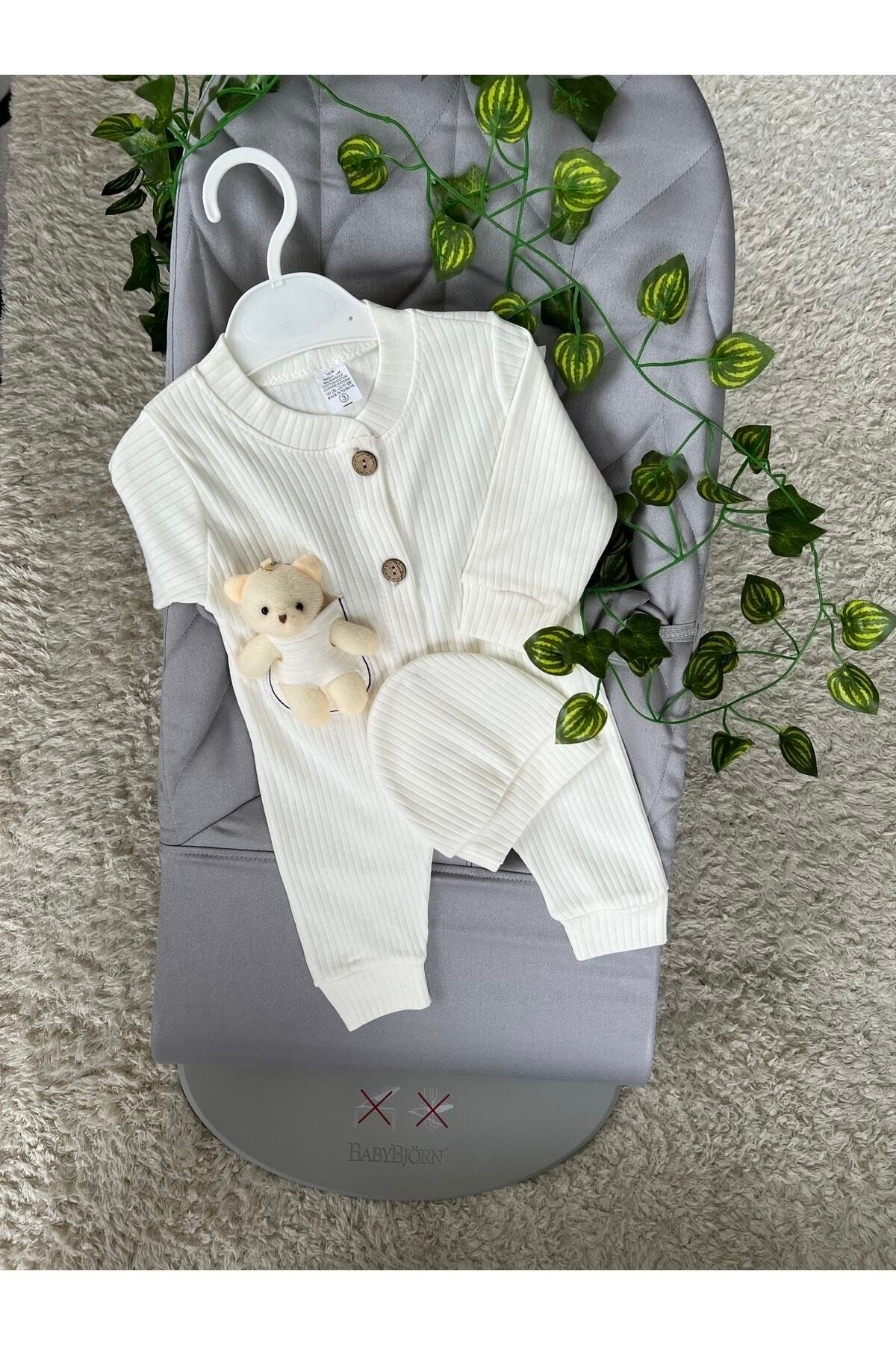 Swor Baby 3-6-9 Aylık Şapka Aksesuarlı Oyuncak Ayıcık Detaylı Bebek Tulumu