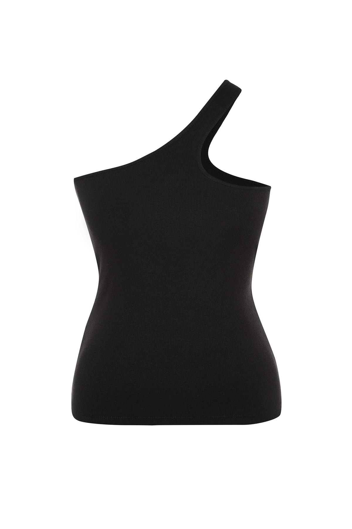 Trendyol Curve Siyah Asimetrik Yaka Basic Örme Atlet TBBSS23CV00002