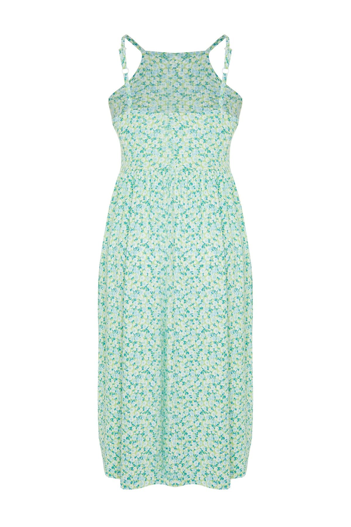 Trendyol Curve-Зелена сукня з квітковим візерунком Gipeli Summer Orme Plus Size TBBSS23AH00074 8