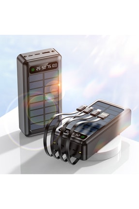 EN SİGA Solar 30.000mah Şarj Powerbank Led Ekran Göstergeli Işıklı