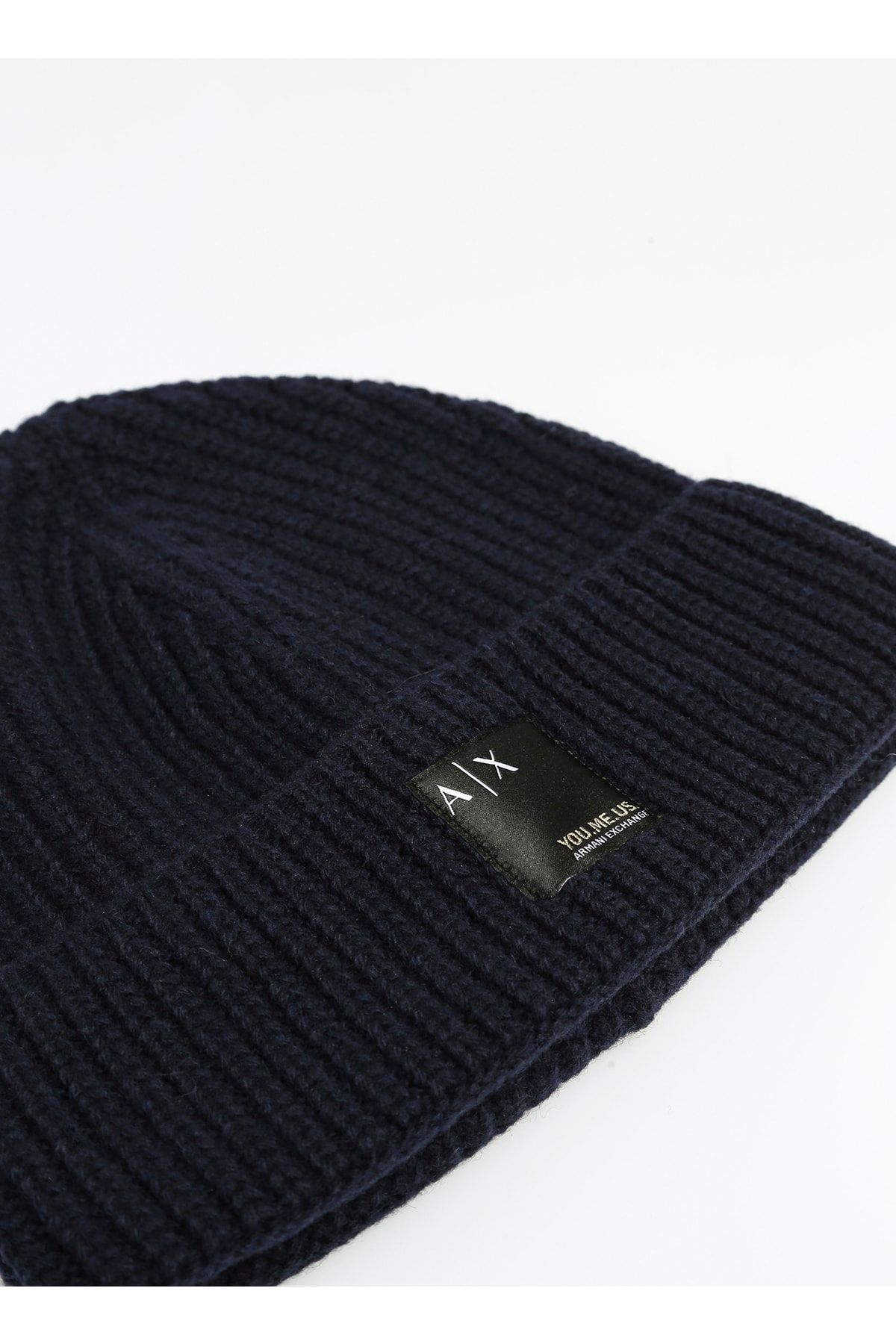 کلاه بافتنی آبی مردانه سرمهای Beret 954662 00035 blu Armani Exchange