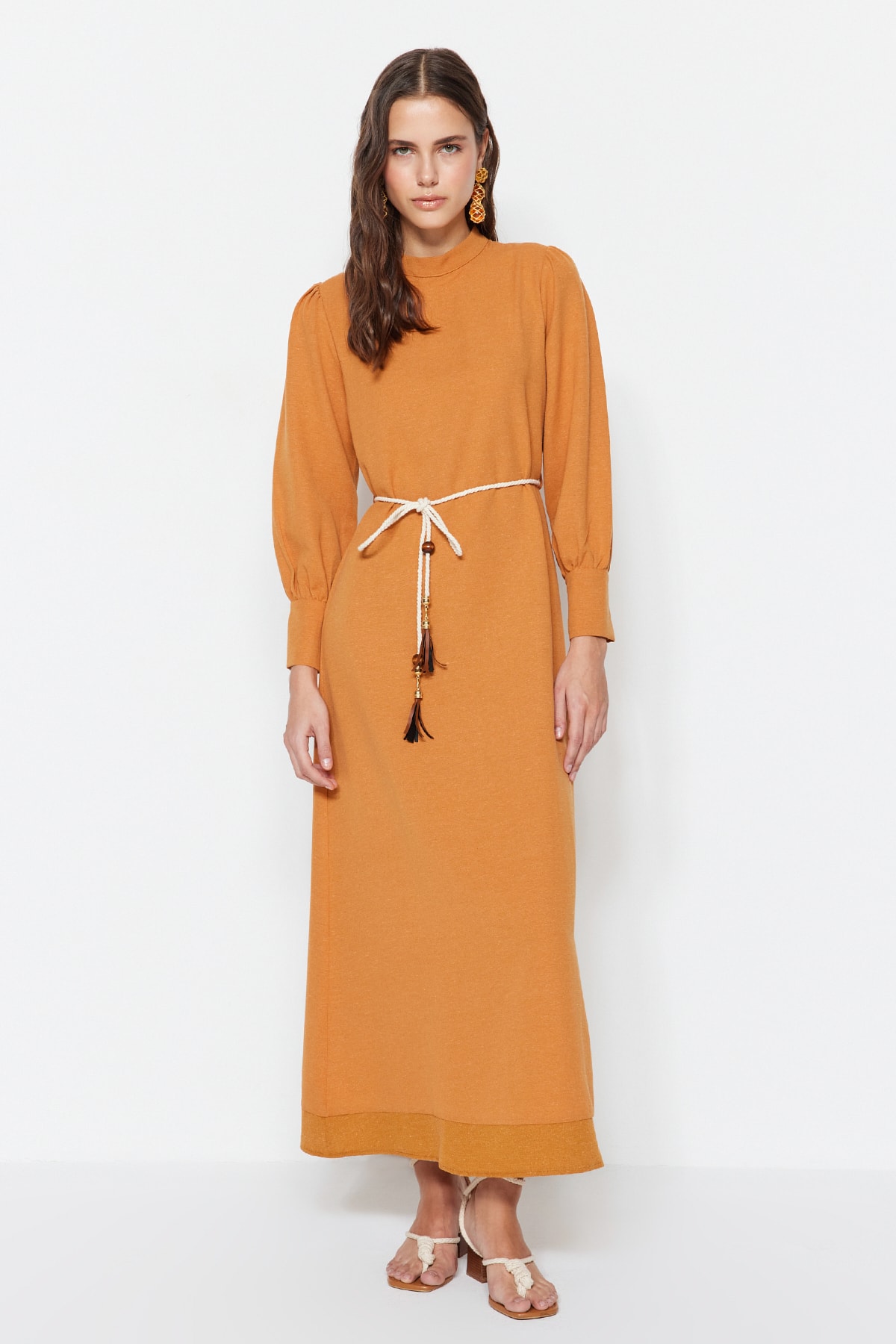 Trendyol Modest Kleid Orange A-Linie Fast ausverkauft