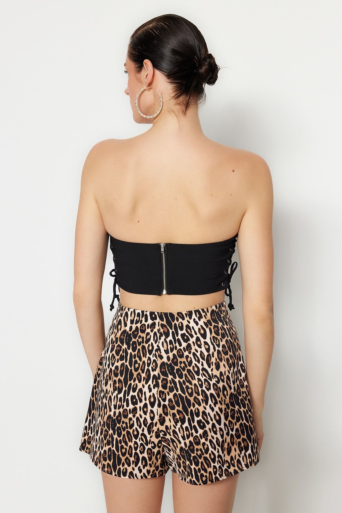 Trendyol Collection-Černý tkaný bustier s kravatou a kosticí - TPRSS22BS0026 6