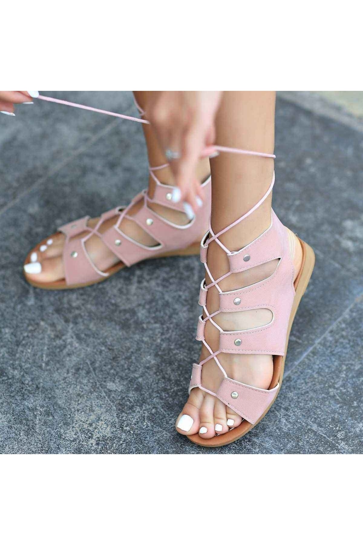 Parlie Pudra Süet Sandalet