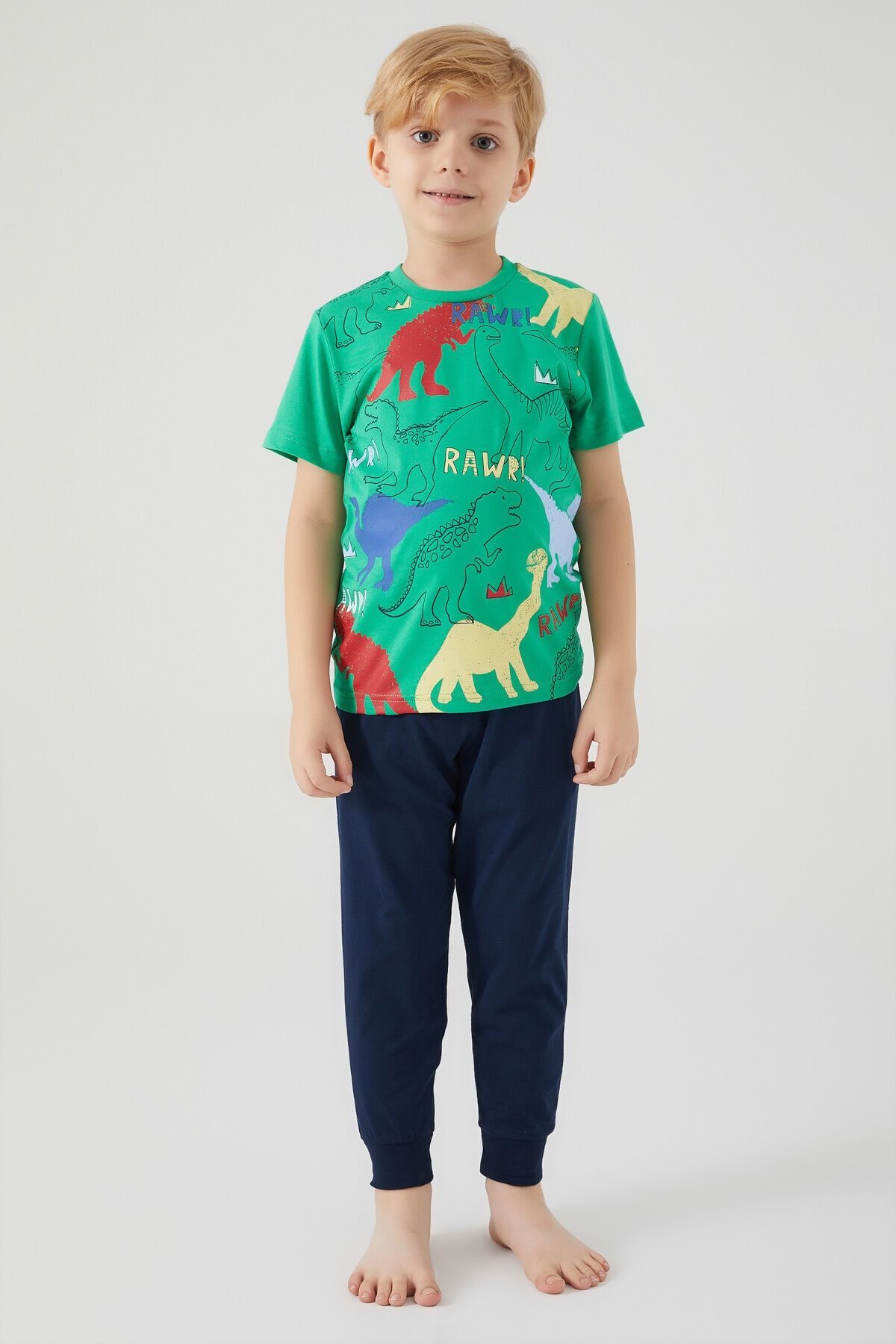 Rolypoly Green Boy Short Sleeve Pajama Set - Trendyol