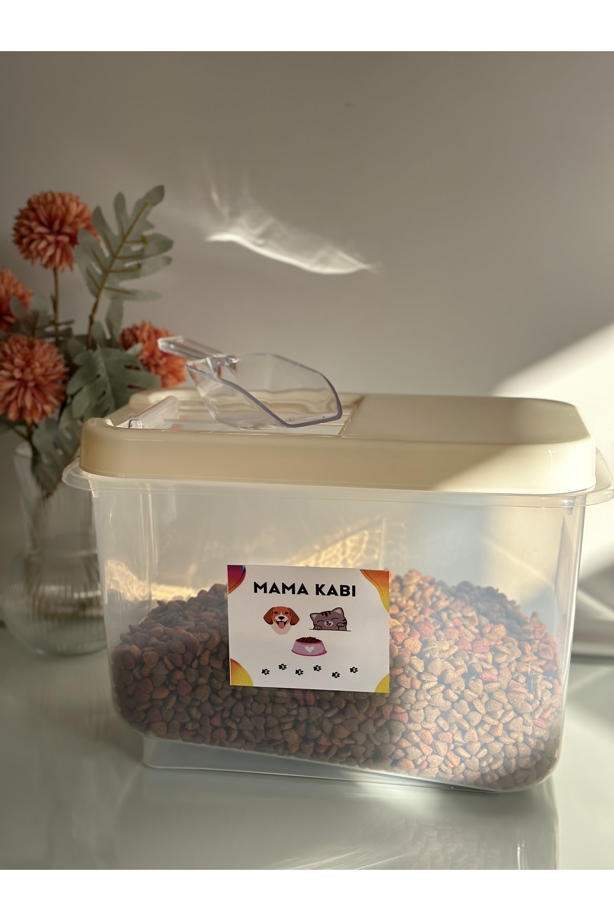 Nonni Home Art Şeffaf Multibox Kürekli 10 Litre Kayar Sürgülü Kapaklı Çok Amaçlı Mama Bakliyat Erzak Saklama Kabı