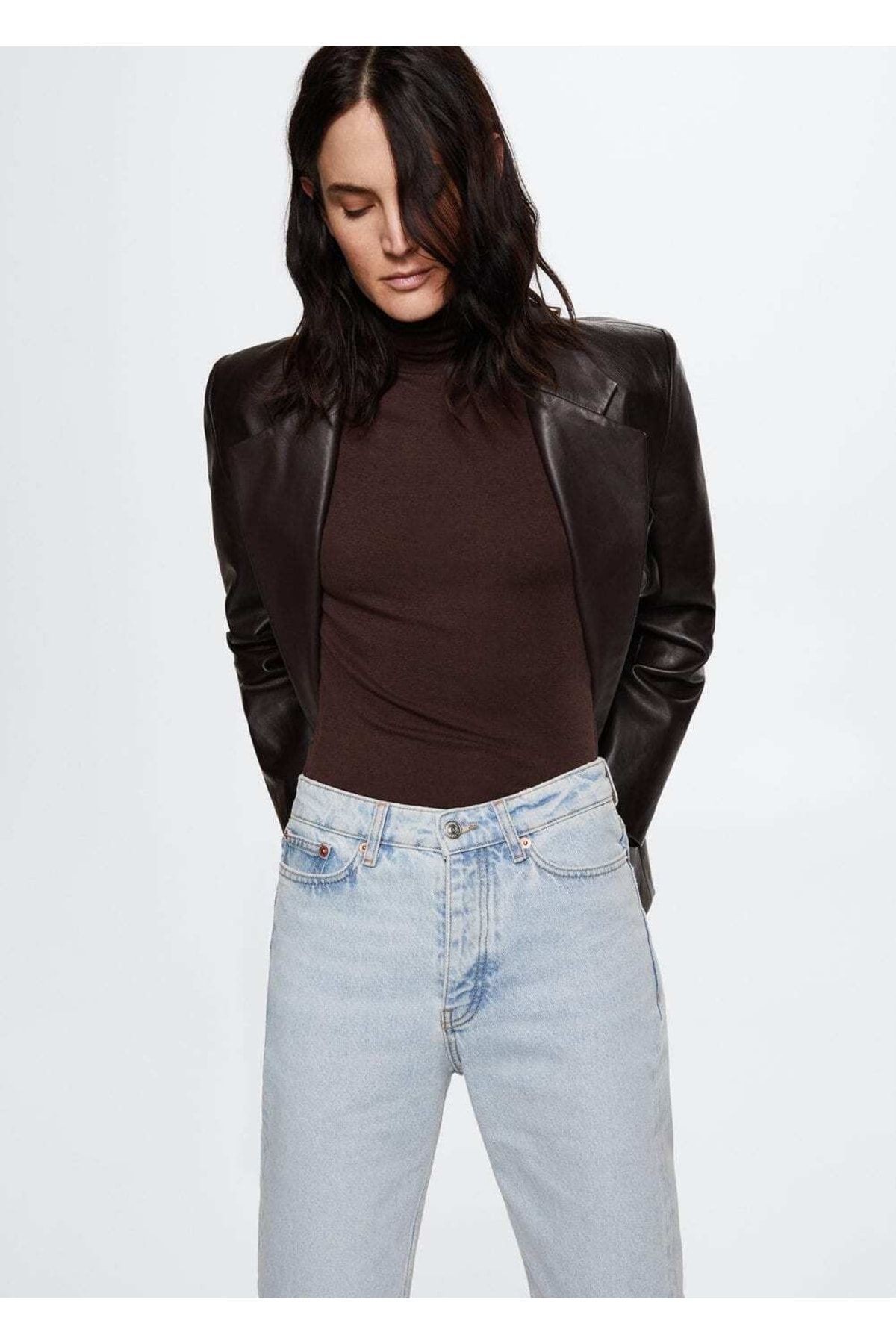 Yüksek Belli Crop Düz Kesim Jean