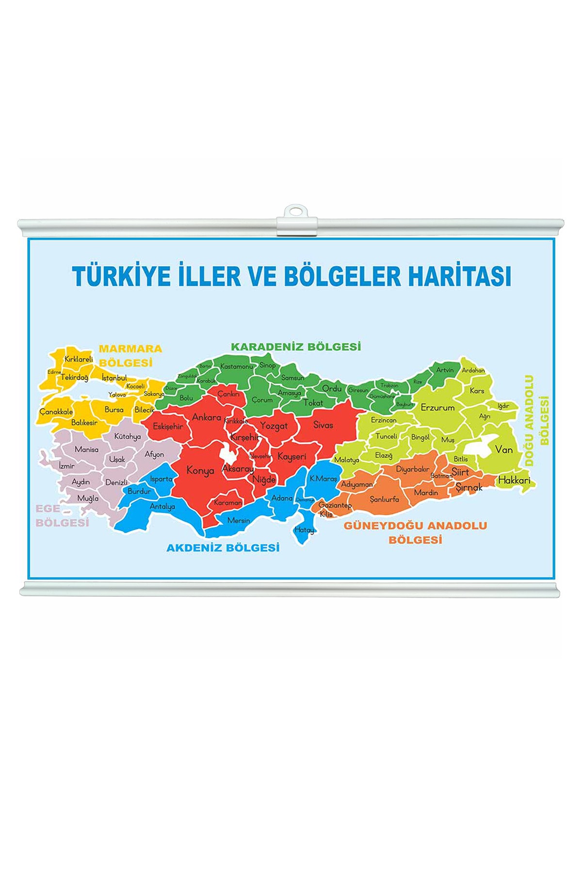 Enmode Türkiye Iller Ve Bölgeler Haritası Çıtalı 70x100