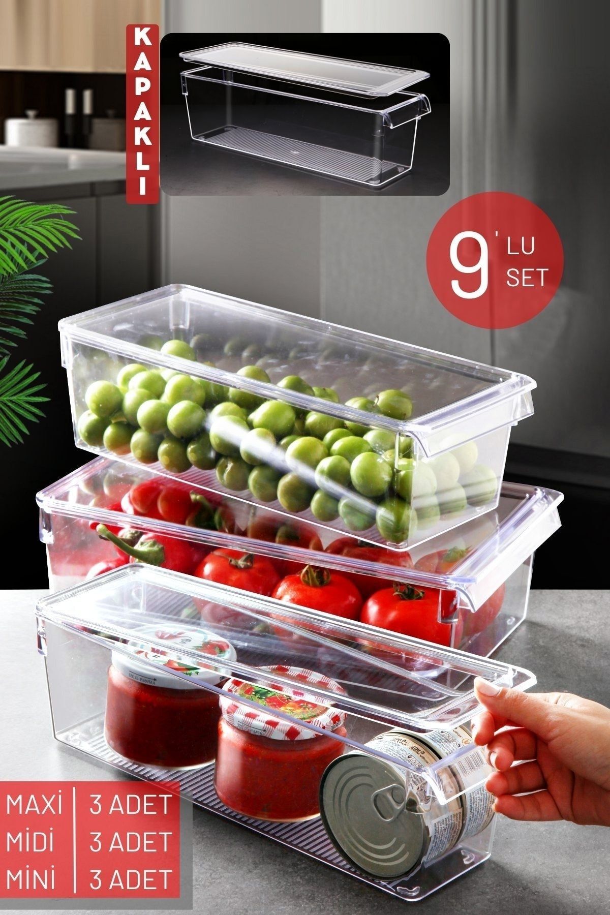 Nandy Home Set De 9 Organizator Transparent Pentru Frigider Și Dulap Cu Ușă - One Size