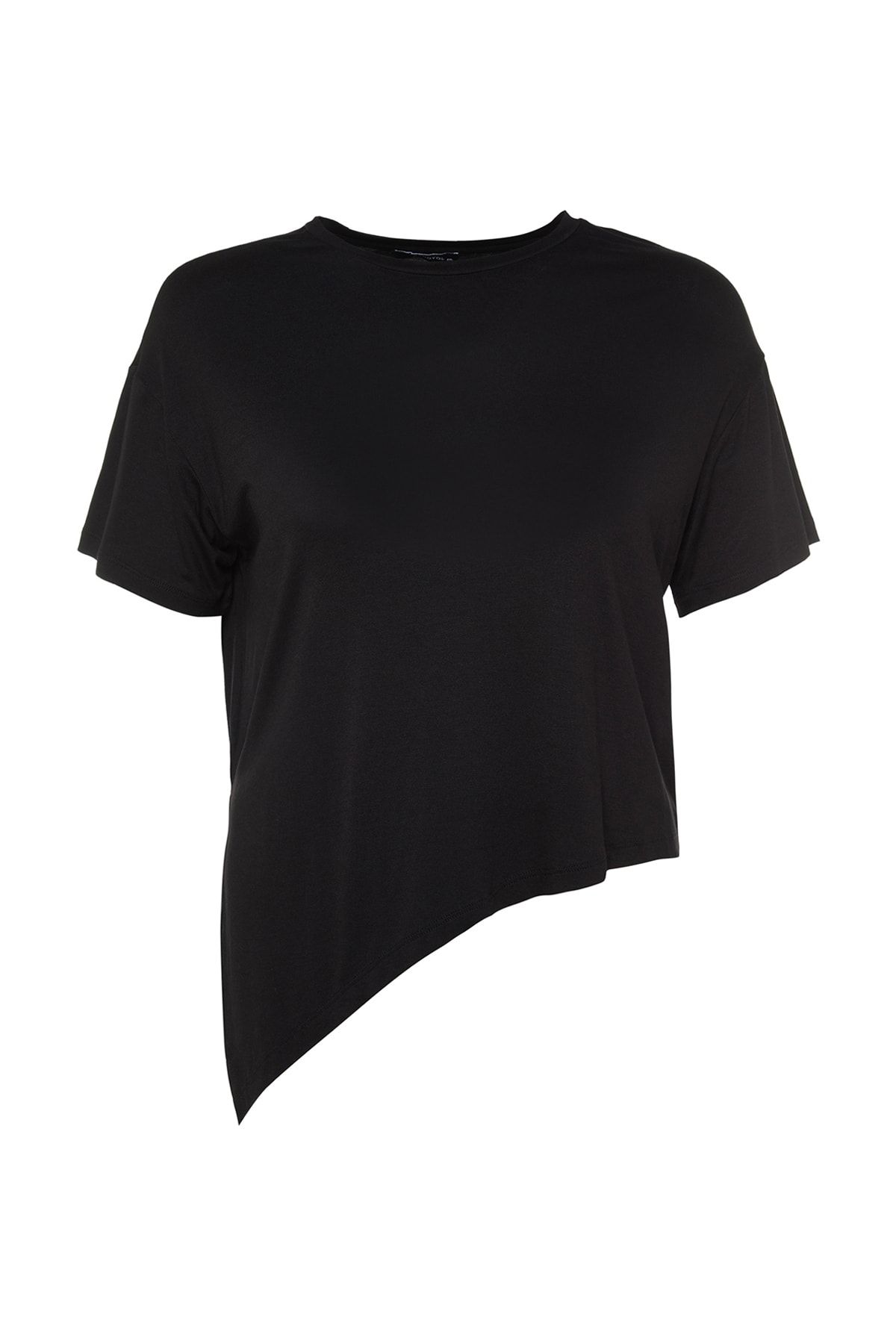 Trendyol Curve-Black Asymmetrical 100% Cotton Knitted Plus Size Blouse Tbbss23Af00033 6